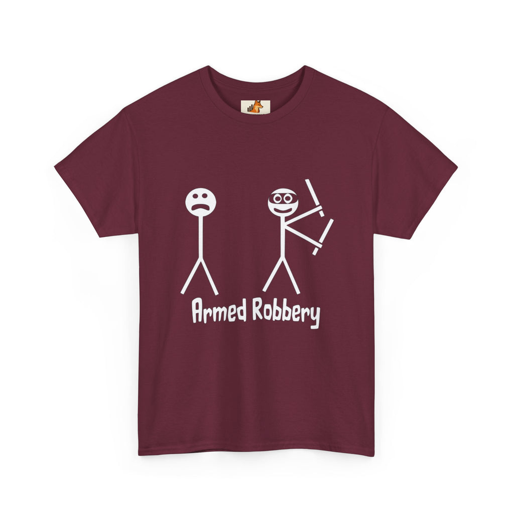 T-Shirt — 'Armed Robbery' Stick Figure Graphic Tee