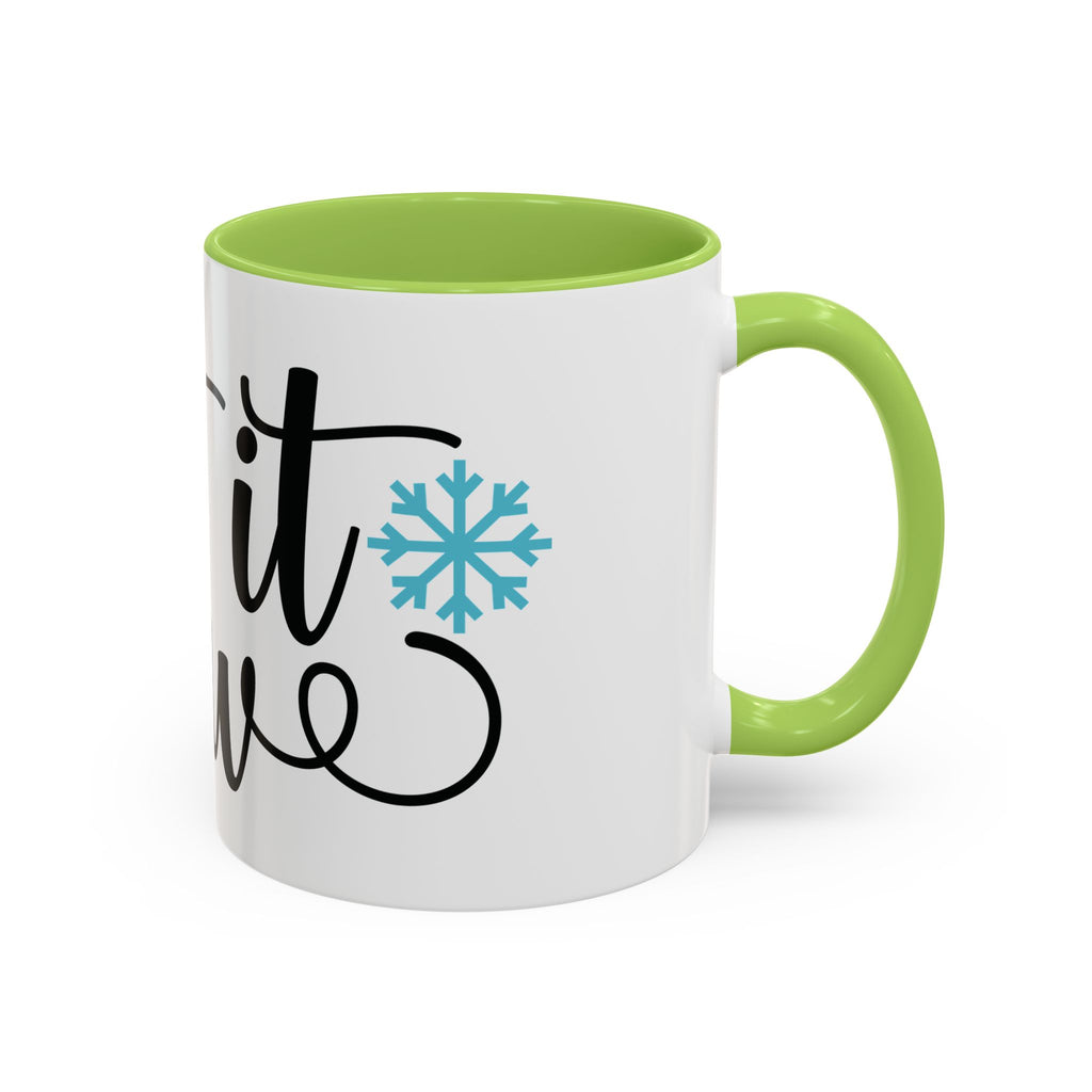 Let It Snow Accent Coffee Mug — Winter Holiday Snowflake Coffee Cup (11/15oz)