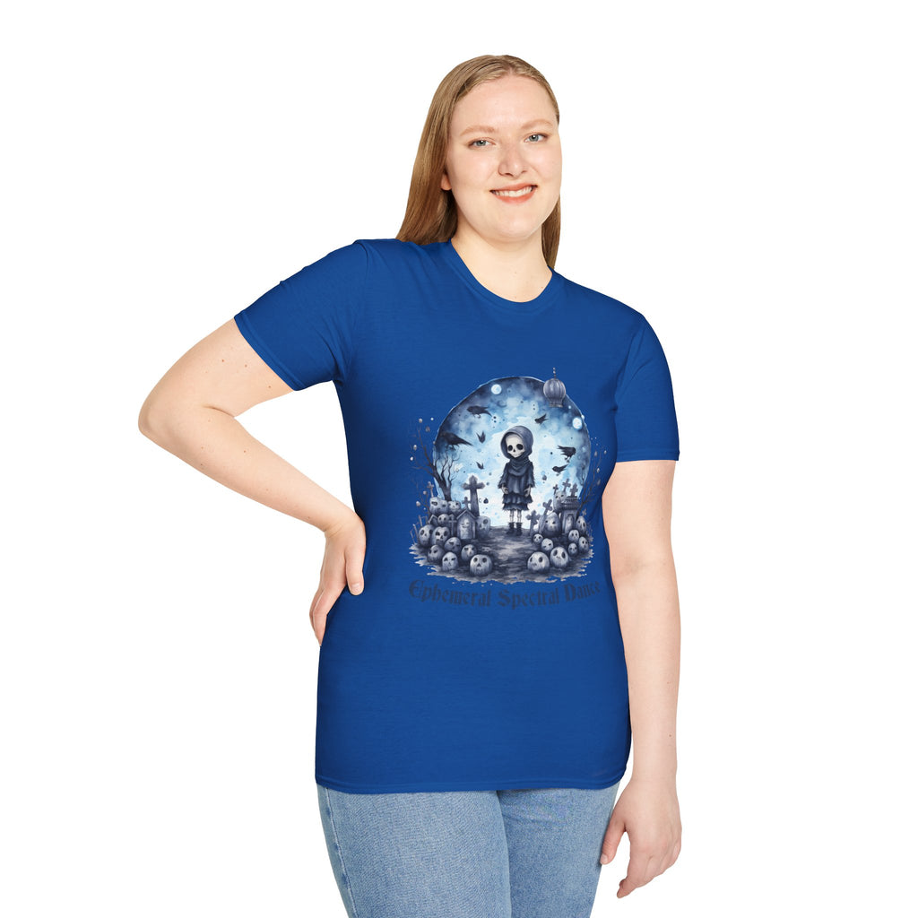 T-Shirt — Gothic Cute Grim Reaper Design (“Ephemeral Spectral Dance”)