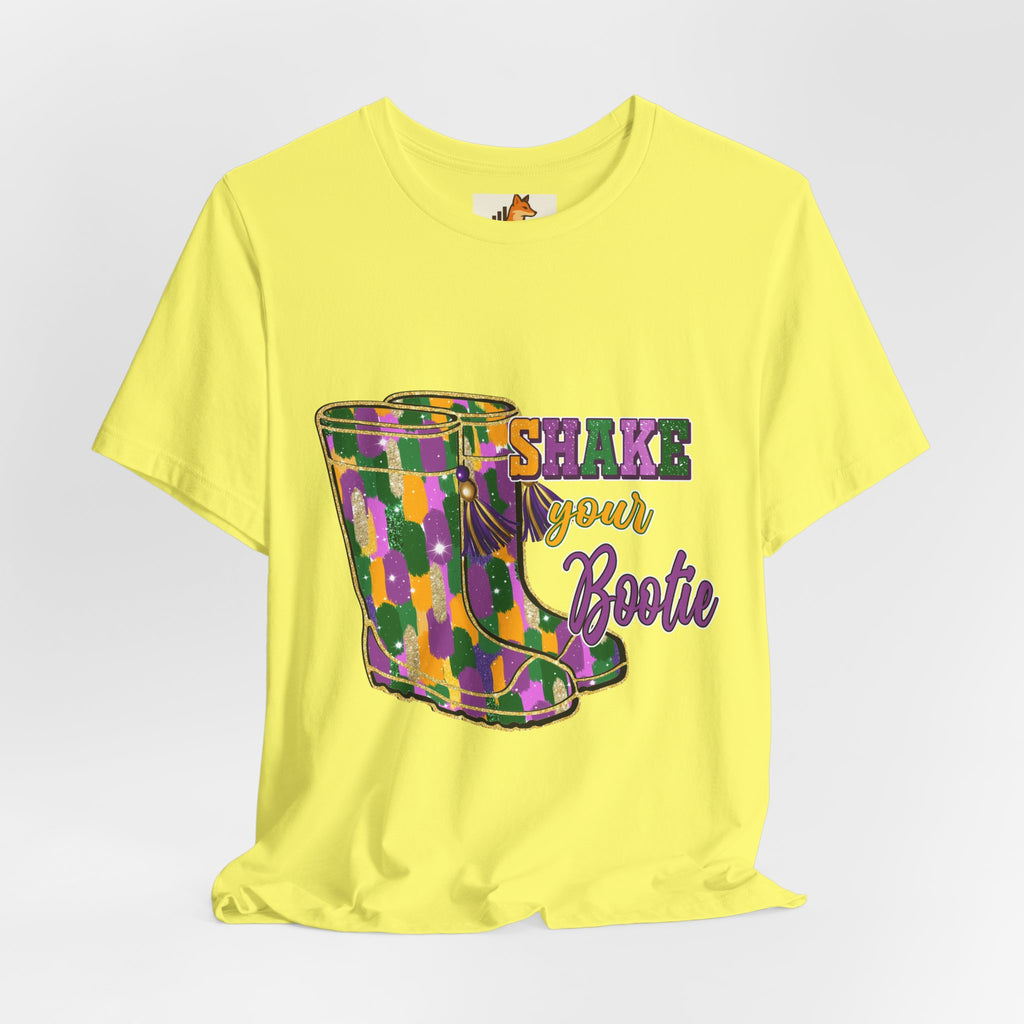 Mardi Gras 'Shake Your Bootie' T‑Shirt — Louisiana Fleur‑de‑Lis Tee