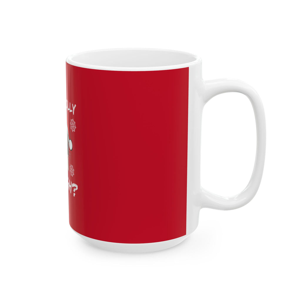 Grumpy Cat Christmas Mug — "Is This Jolly Enough?" Holiday Ceramic Coffee Cup