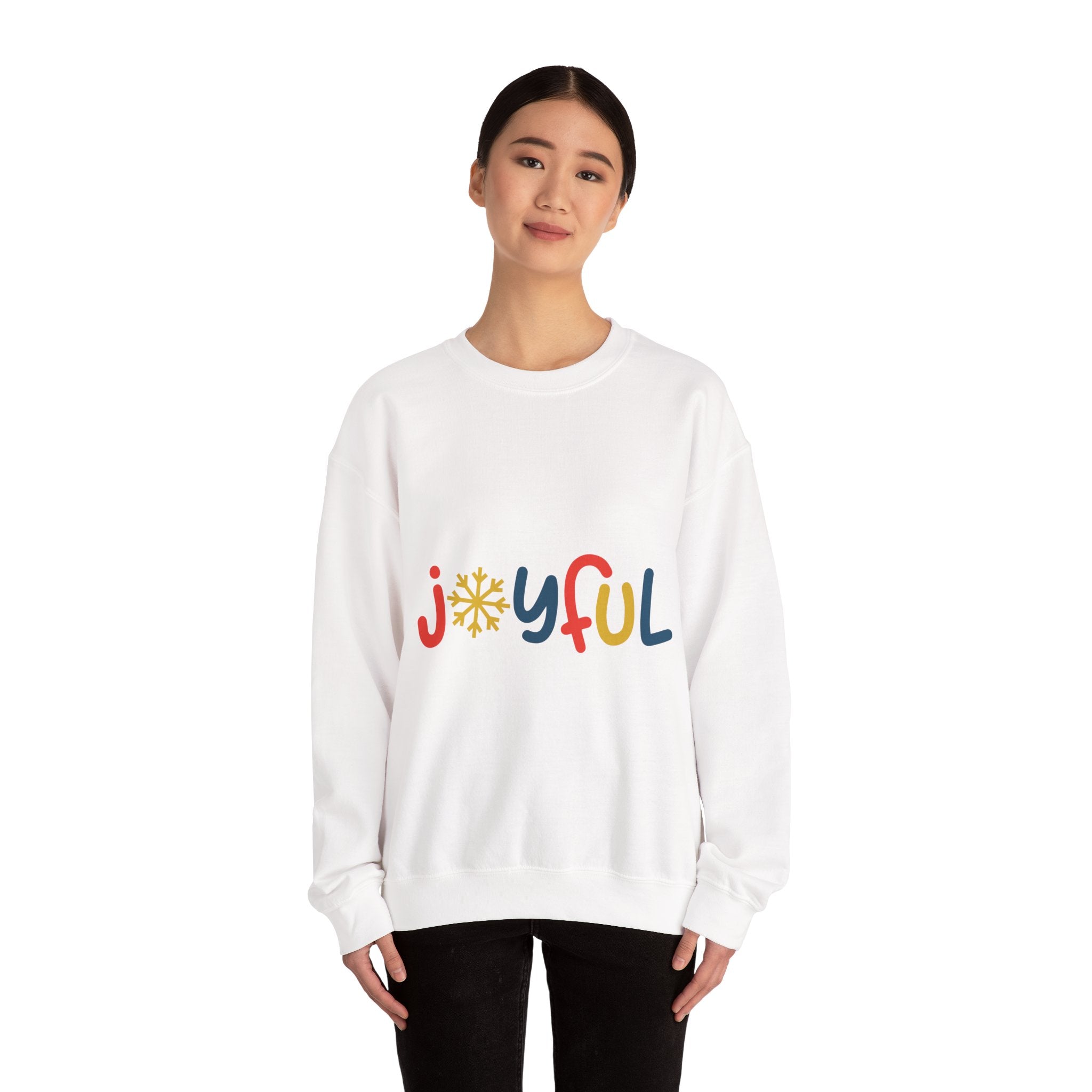 Joyful Snowflake Crewneck Sweatshirt — Festive Holiday Graphic Sweatshirt