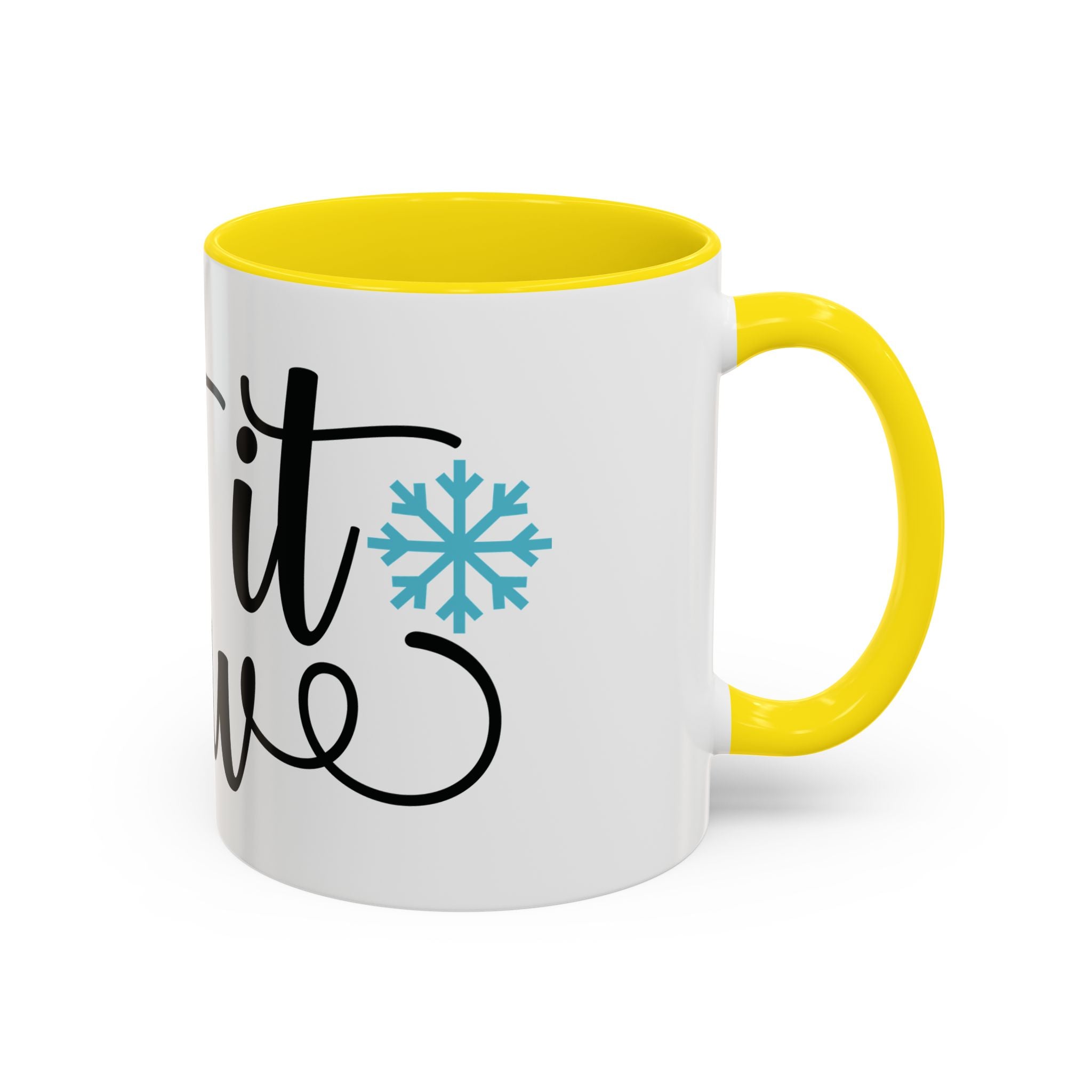 Let It Snow Accent Coffee Mug — Winter Holiday Snowflake Coffee Cup (11/15oz)