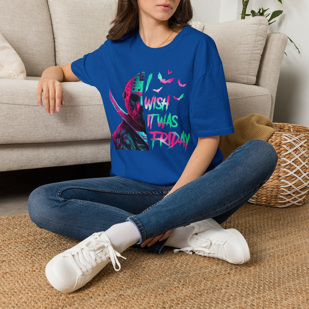 Friday Vibes T-Shirt — Neon Jason "Wish It Was Friday" Graphic Tee
