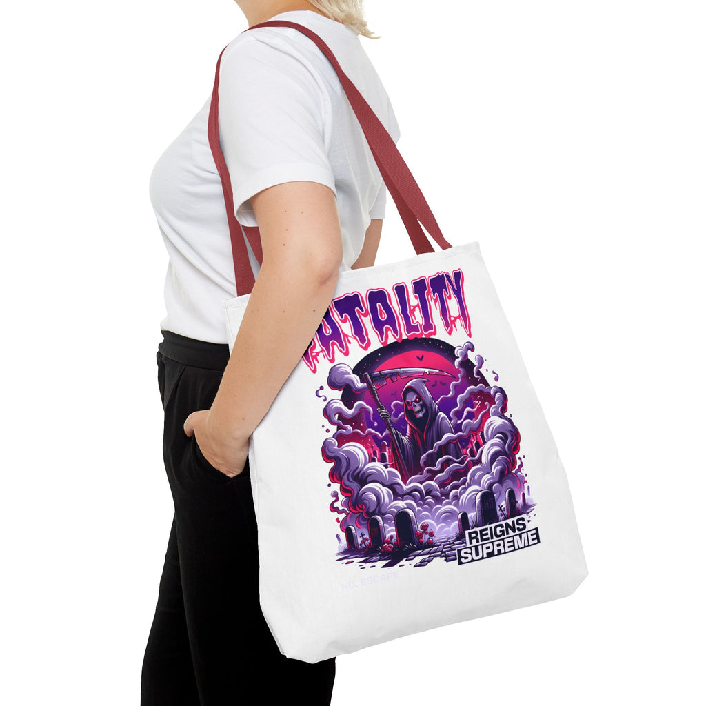 Fatality Grim Reaper Tote Bag — Gothic Graphic Tote for Gamers & Horror Fans