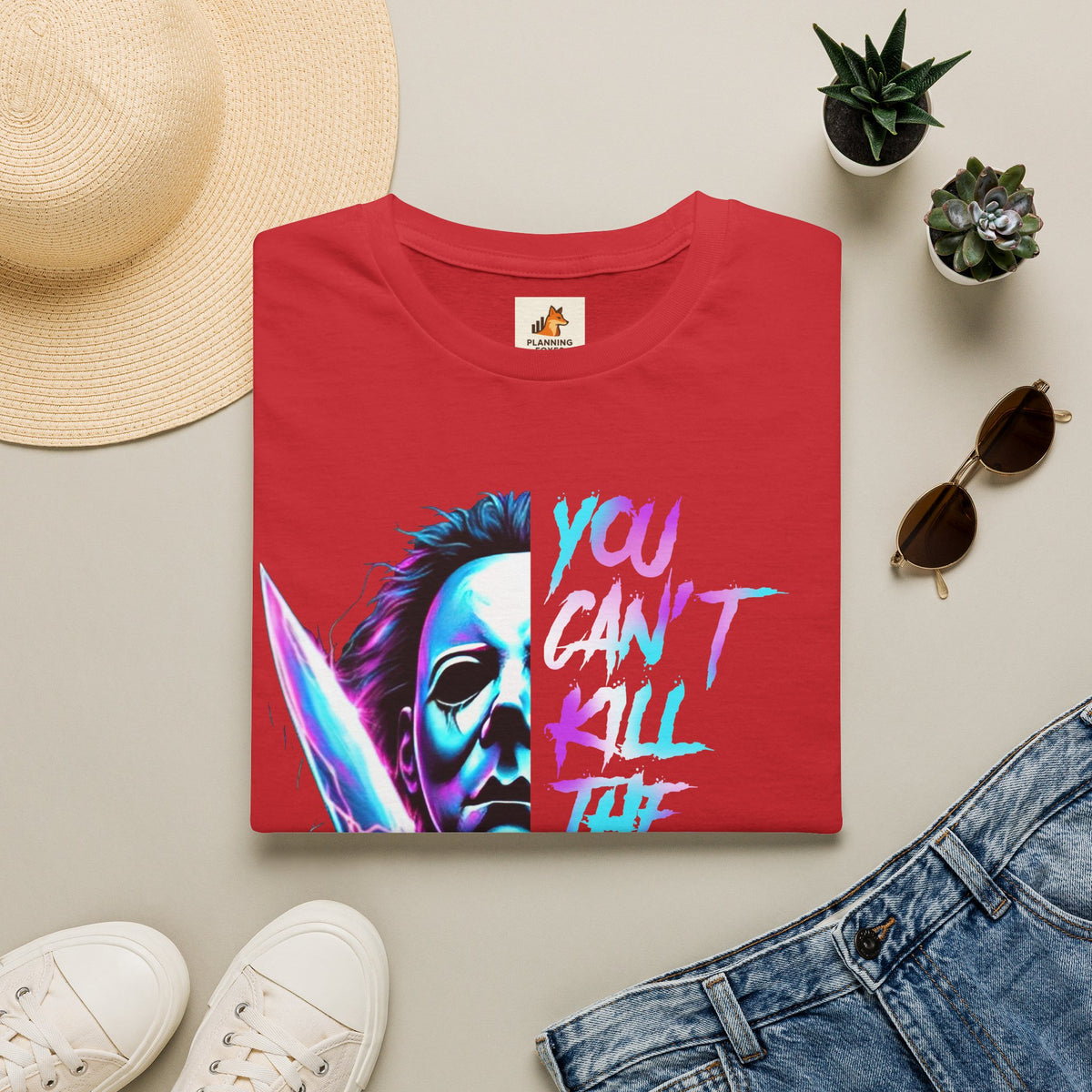 You Can't Kill the Boogeyman T‑Shirt — Retro Neon Michael Myers Horror Tee