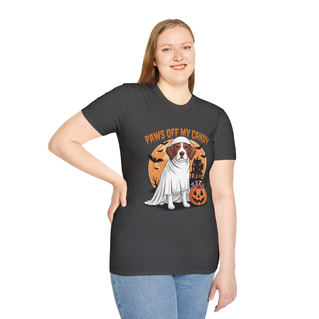 Halloween Dog T‑Shirt — "Paws Off My Candy" Ghost Beagle Costume Tee