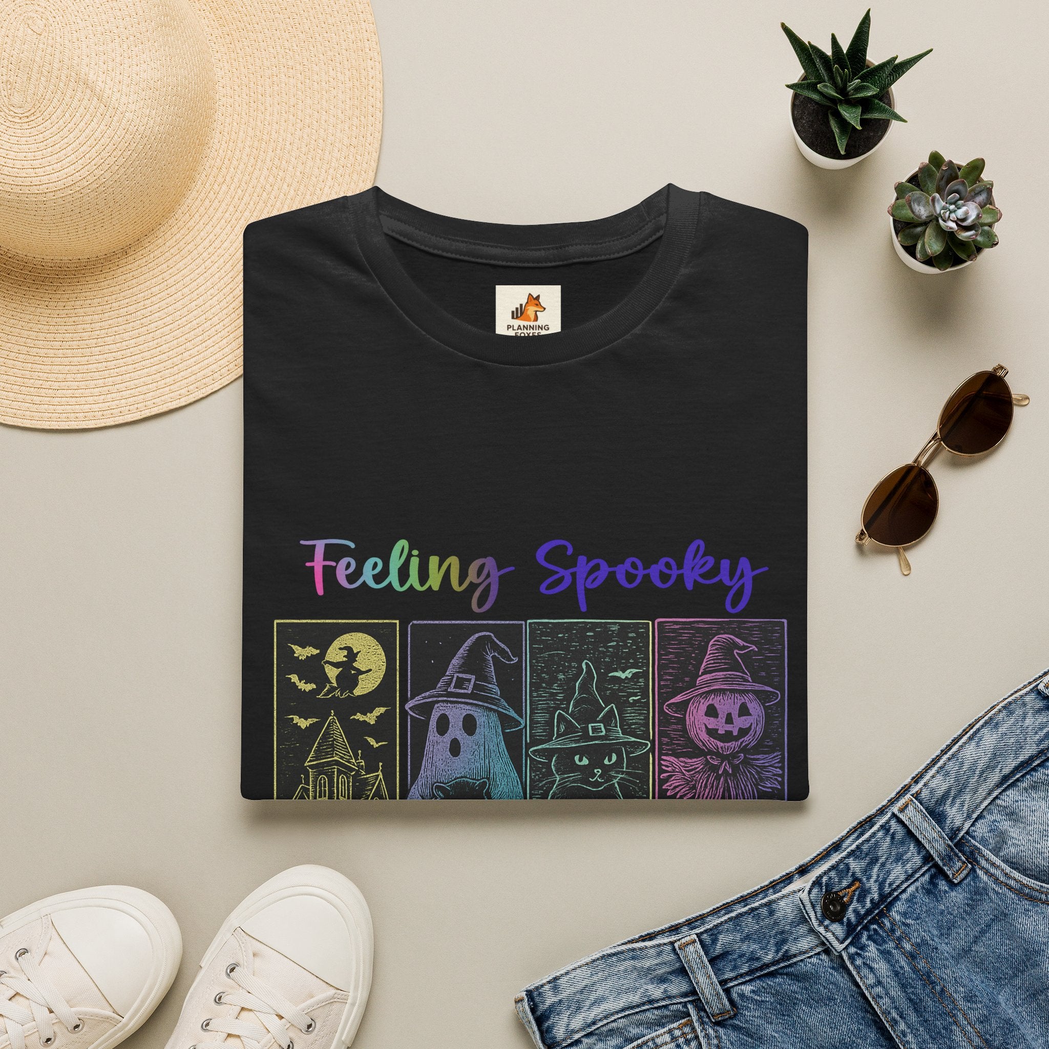 Feeling Spooky Halloween T-Shirt — Cute Ghost, Witch & Pumpkin Design