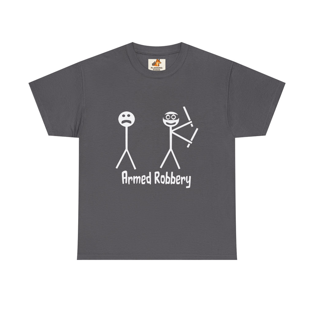 T-Shirt — 'Armed Robbery' Stick Figure Graphic Tee