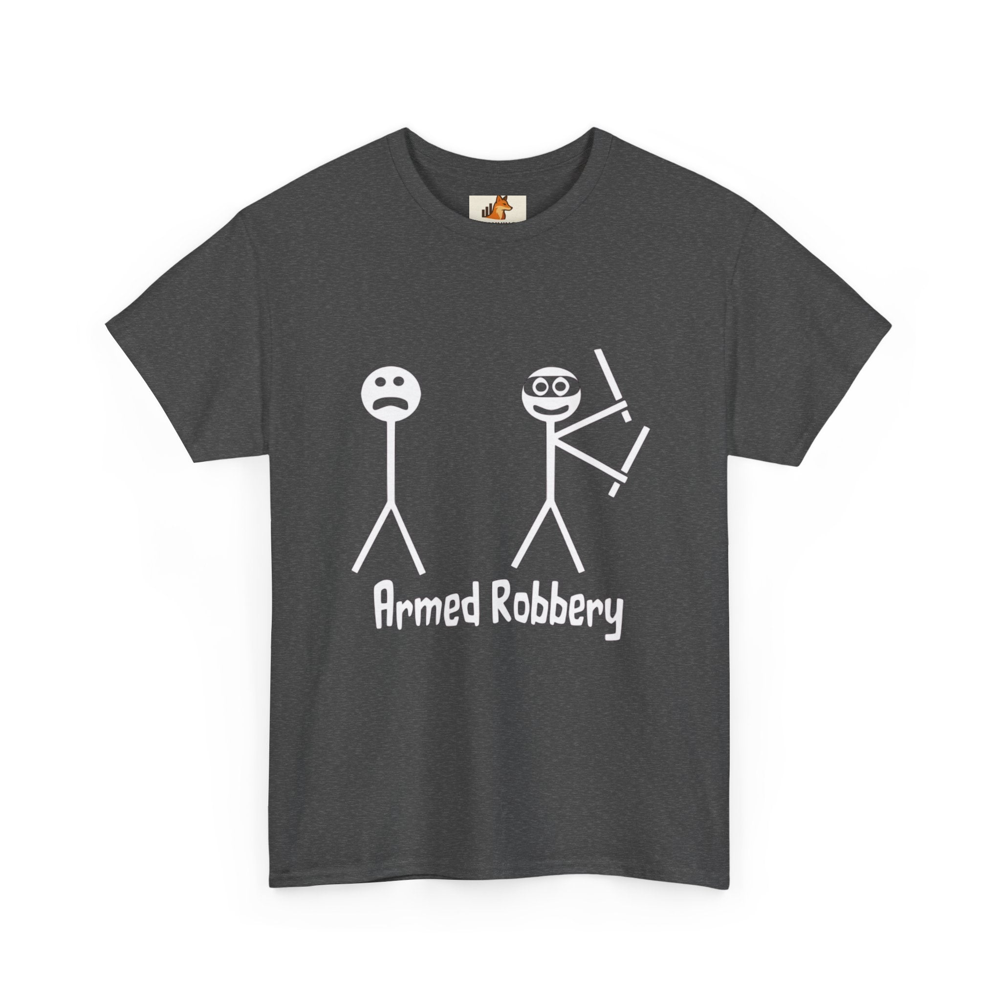 T-Shirt — 'Armed Robbery' Stick Figure Graphic Tee