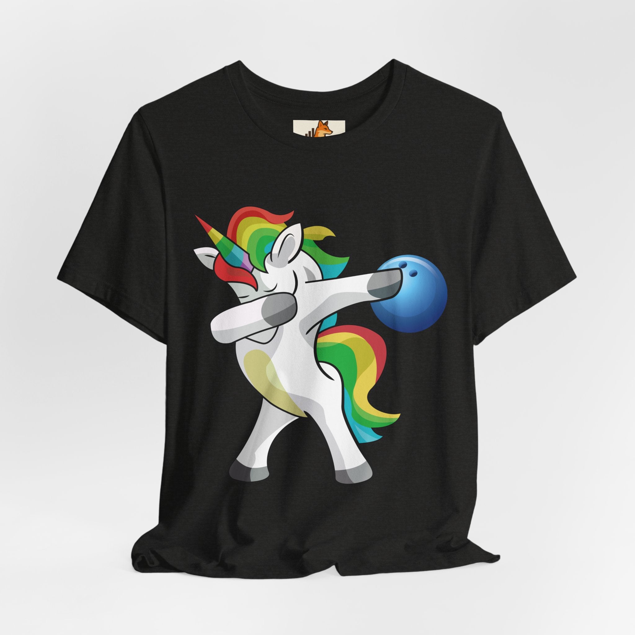 Dabbing Rainbow Unicorn Bowling T‑Shirt