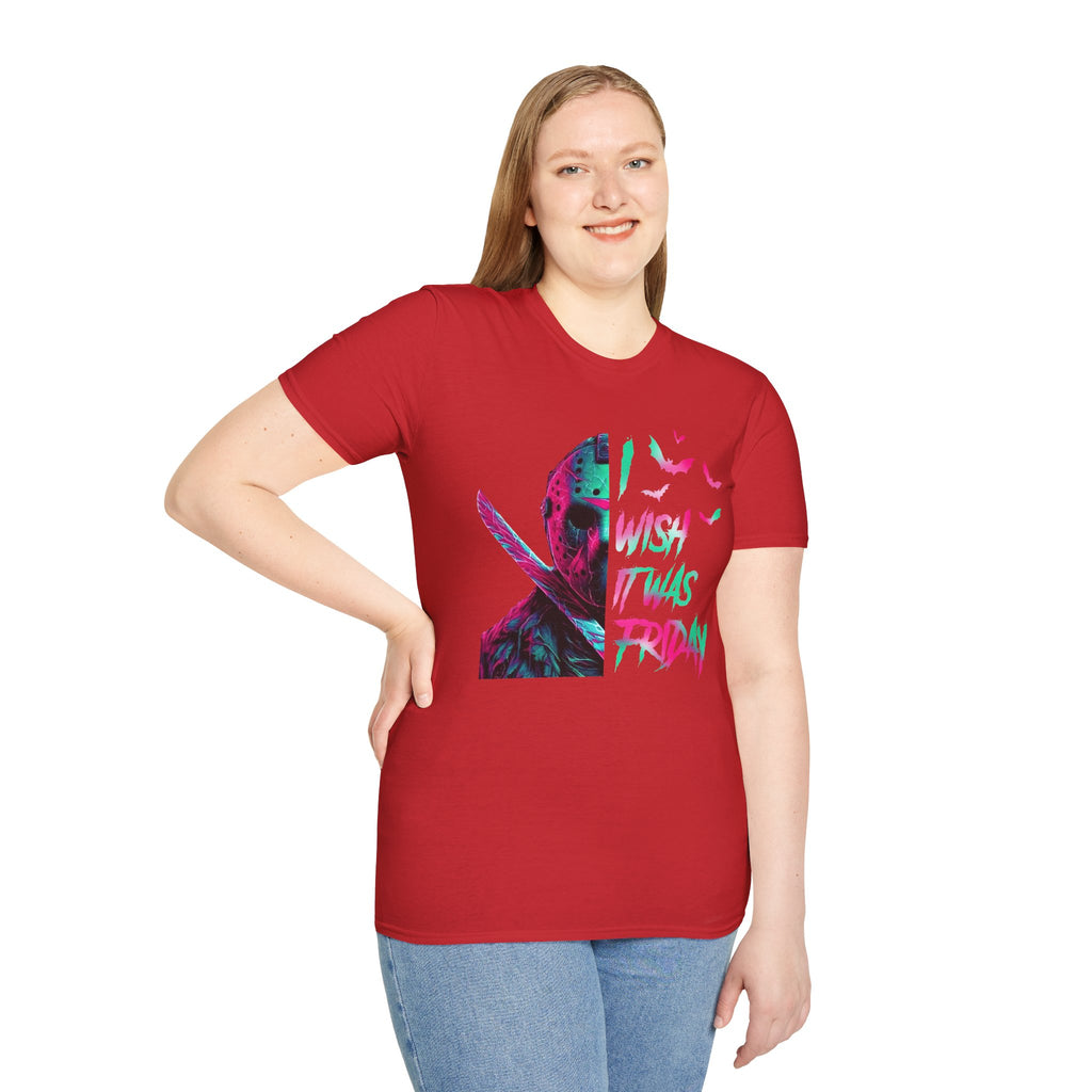 Friday Vibes T-Shirt — Neon Jason "Wish It Was Friday" Graphic Tee