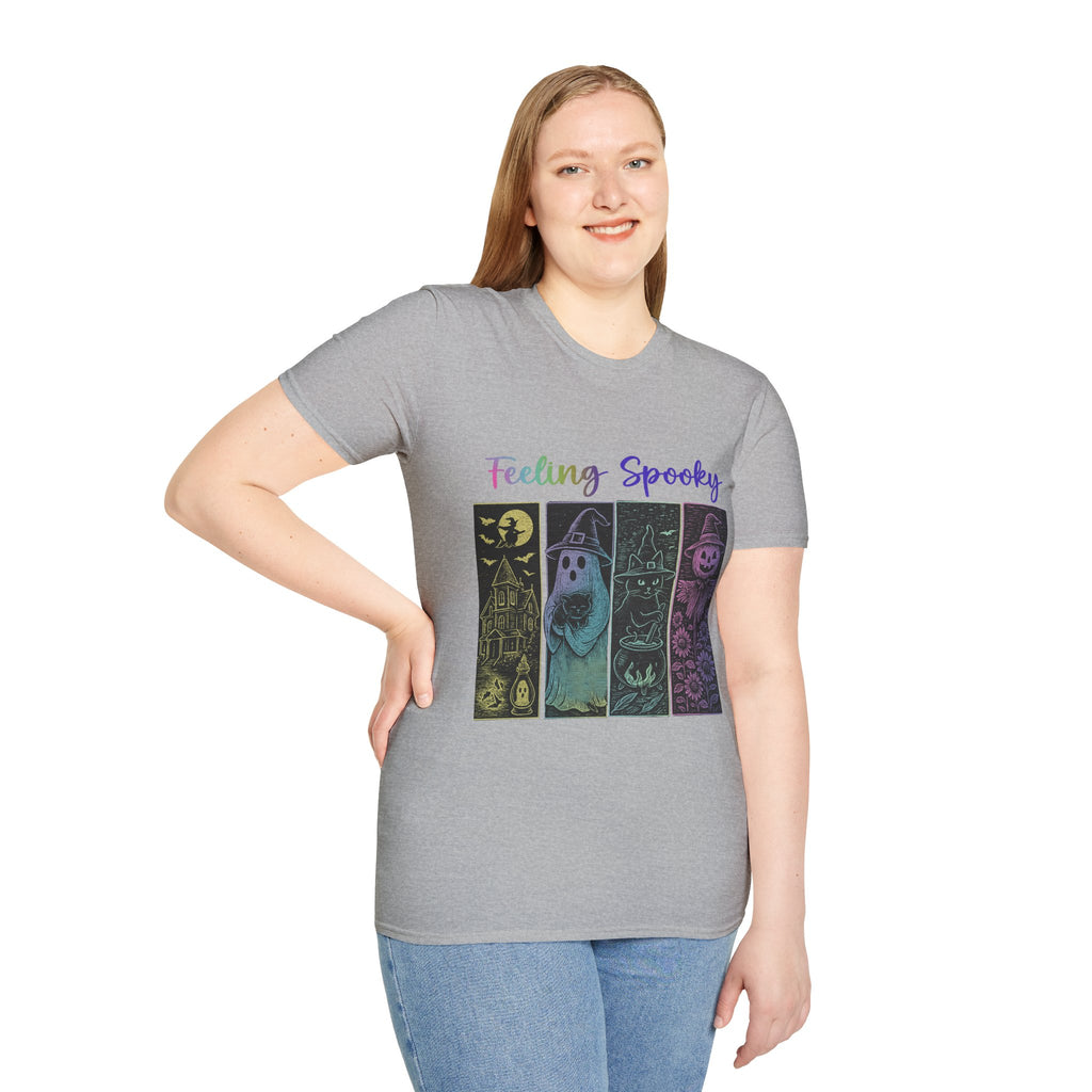 Feeling Spooky Halloween T-Shirt — Cute Ghost & Pumpkin Graphic