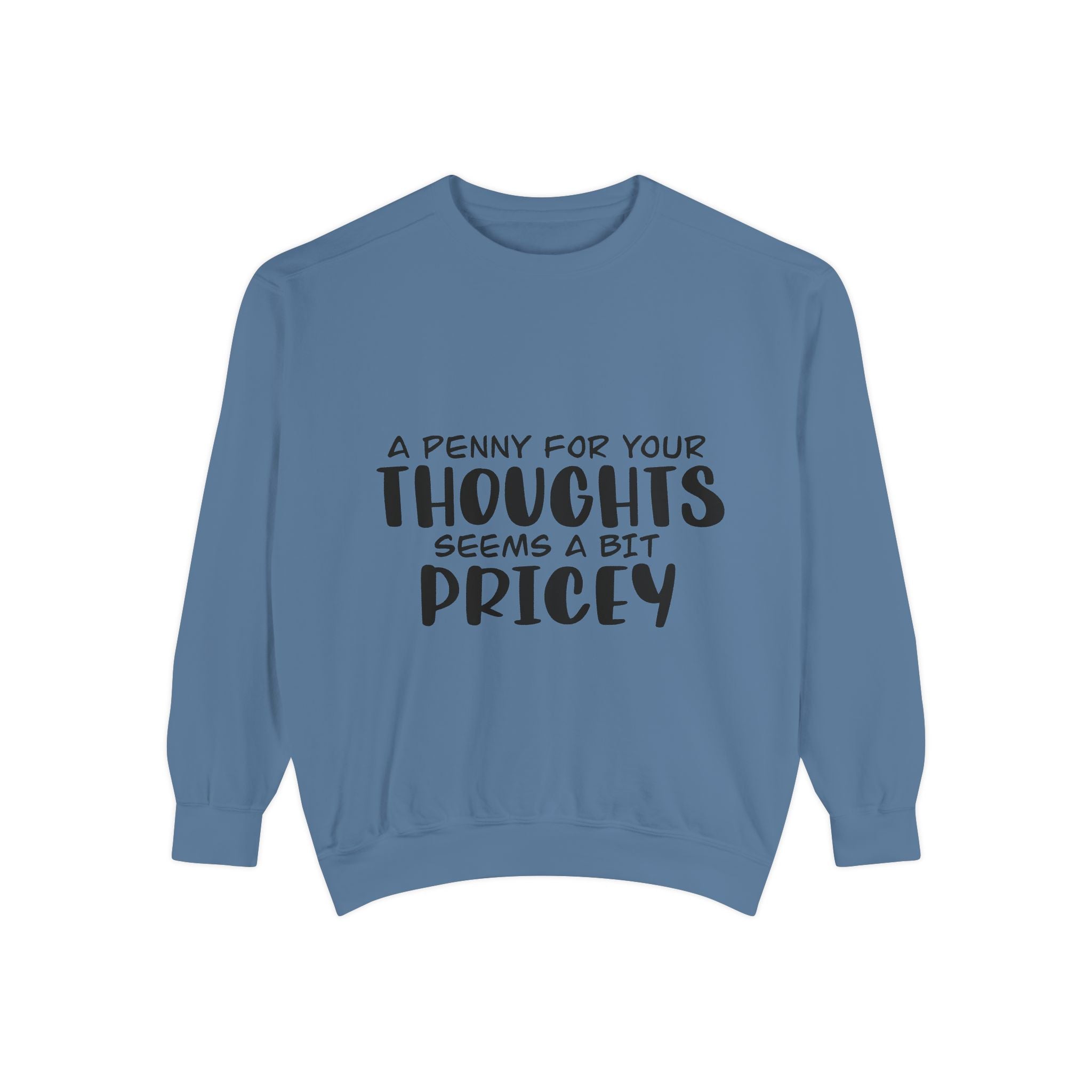Sweatshirt — “A Penny For Your Thoughts Seems A Bit Pricey” Funny Quote Crewneck
