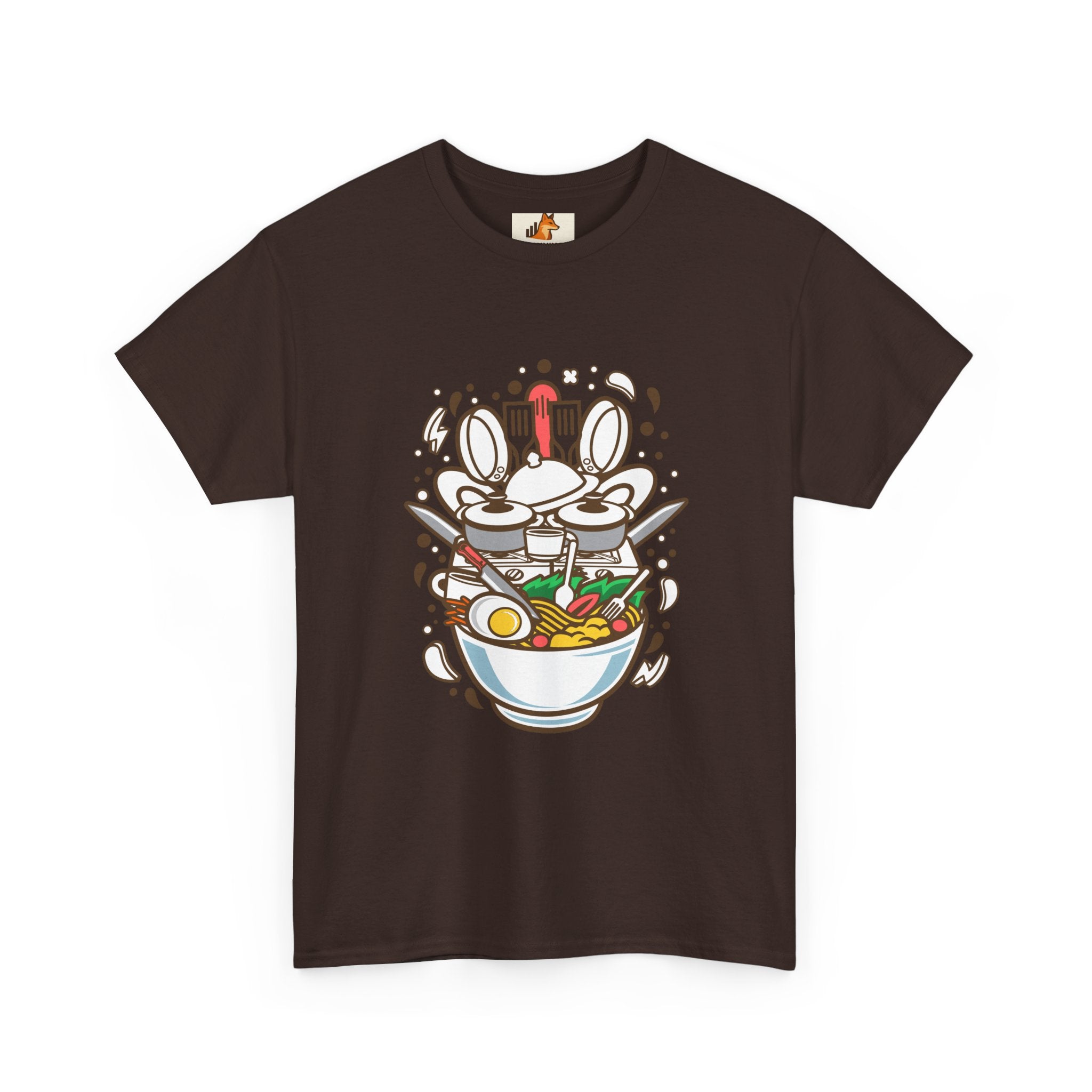 Ramen Bowl Graphic Tee – Cute Cartoon Noodles, Eggs & Chopsticks T-Shirt
