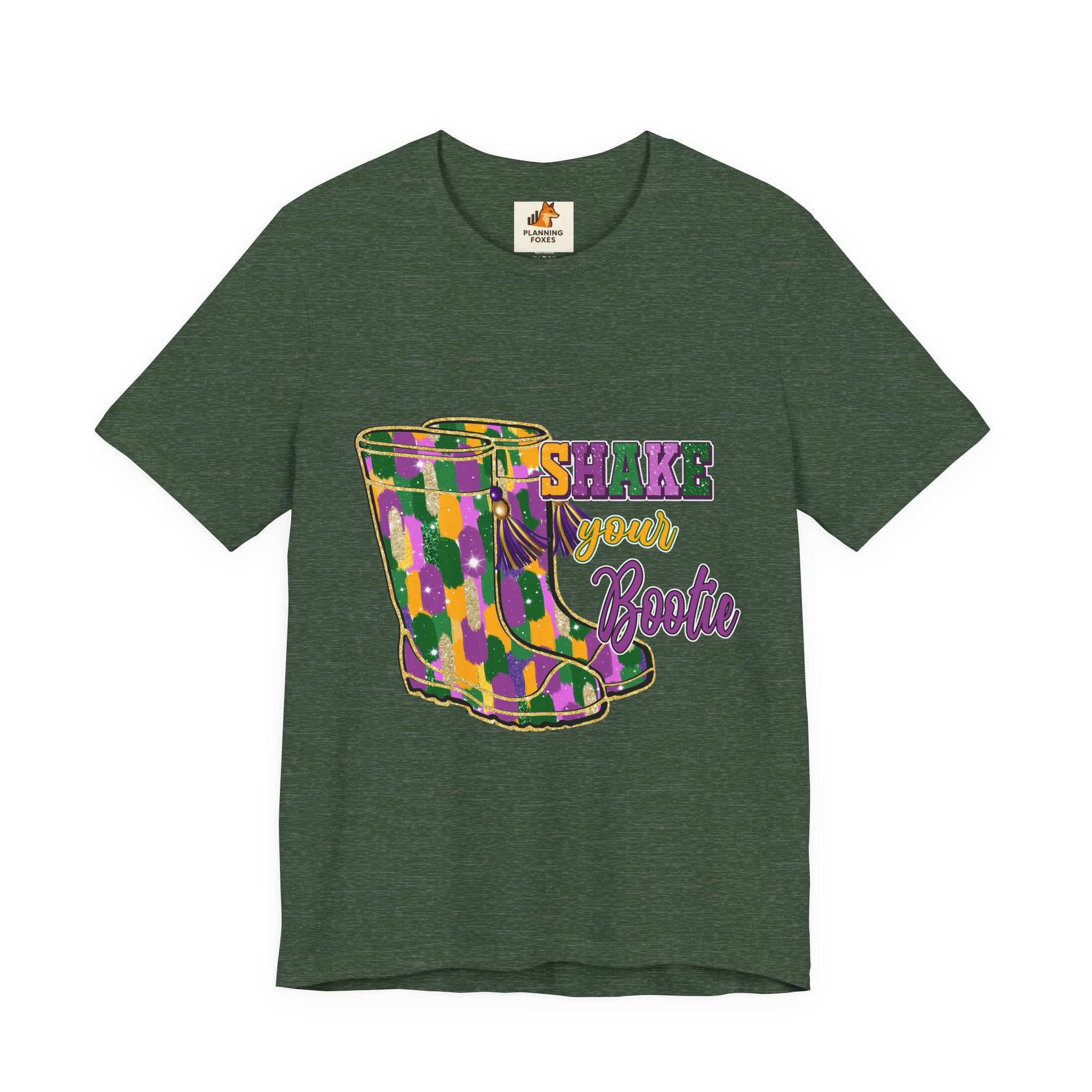 Mardi Gras 'Shake Your Bootie' T‑Shirt — Louisiana Fleur‑de‑Lis Tee