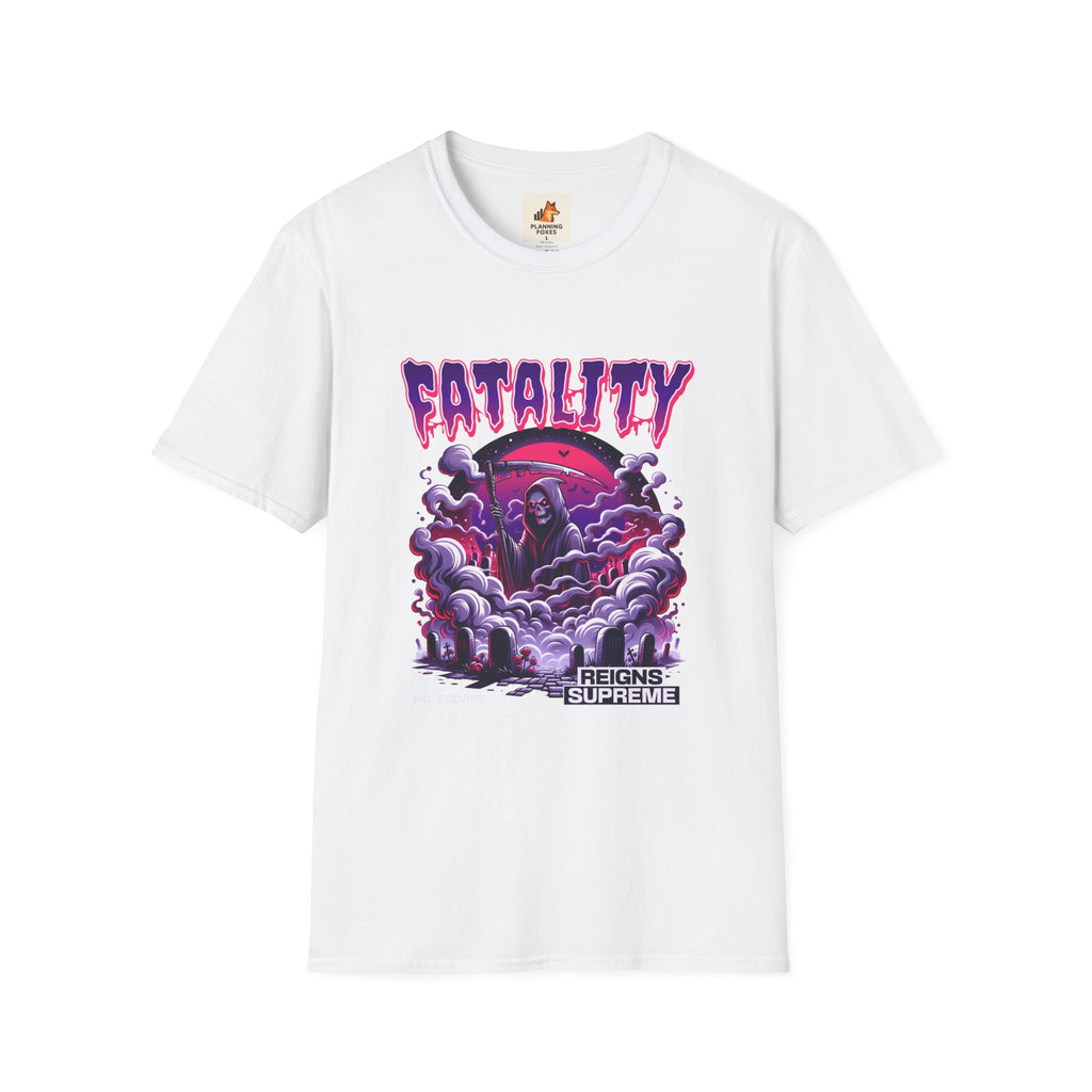 Fatality Graphic Tee — Grim Reaper Arcade Horror T-Shirt