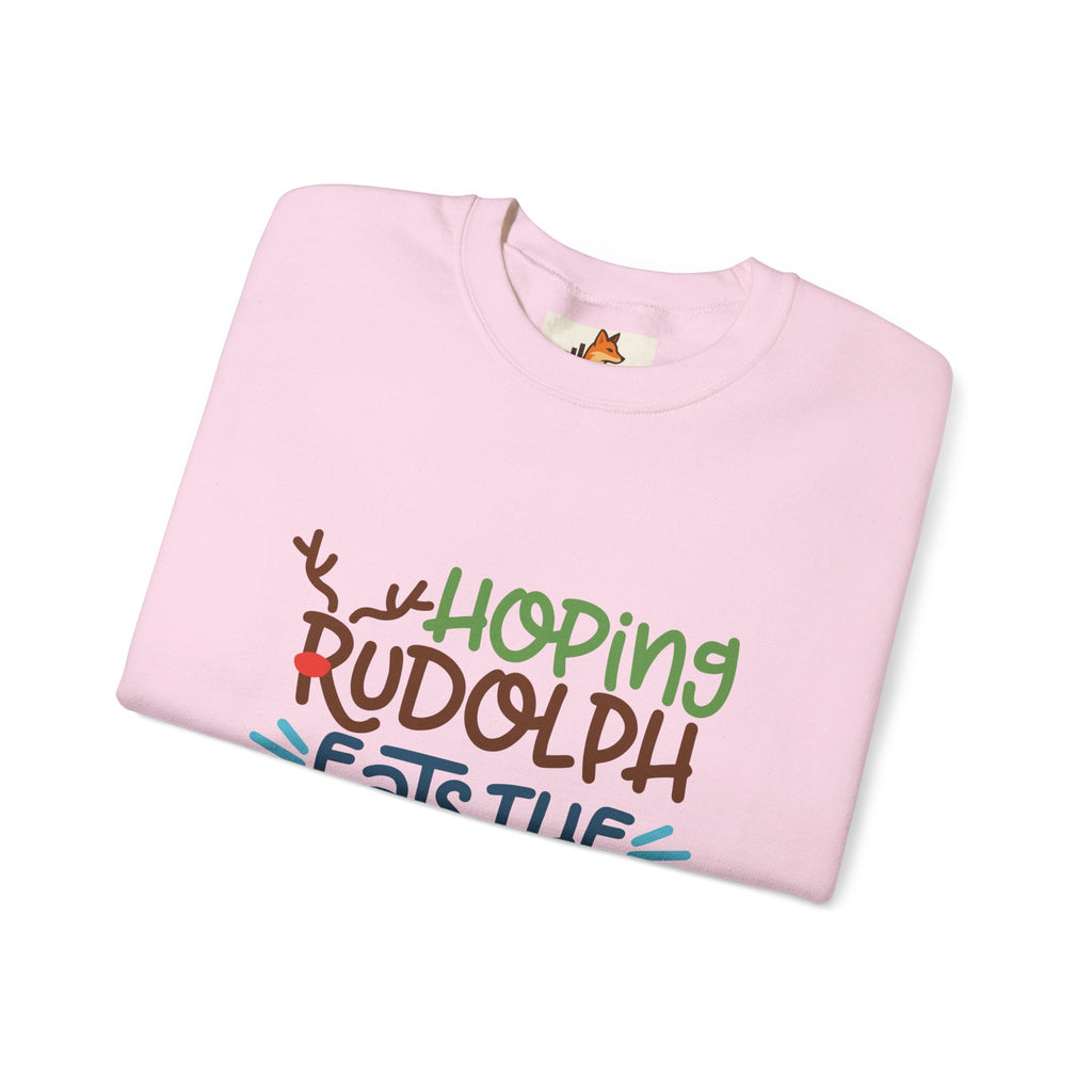 Holiday Sweatshirt – "Hoping Rudolph Eats the Naughty List" Funny Christmas Crewneck