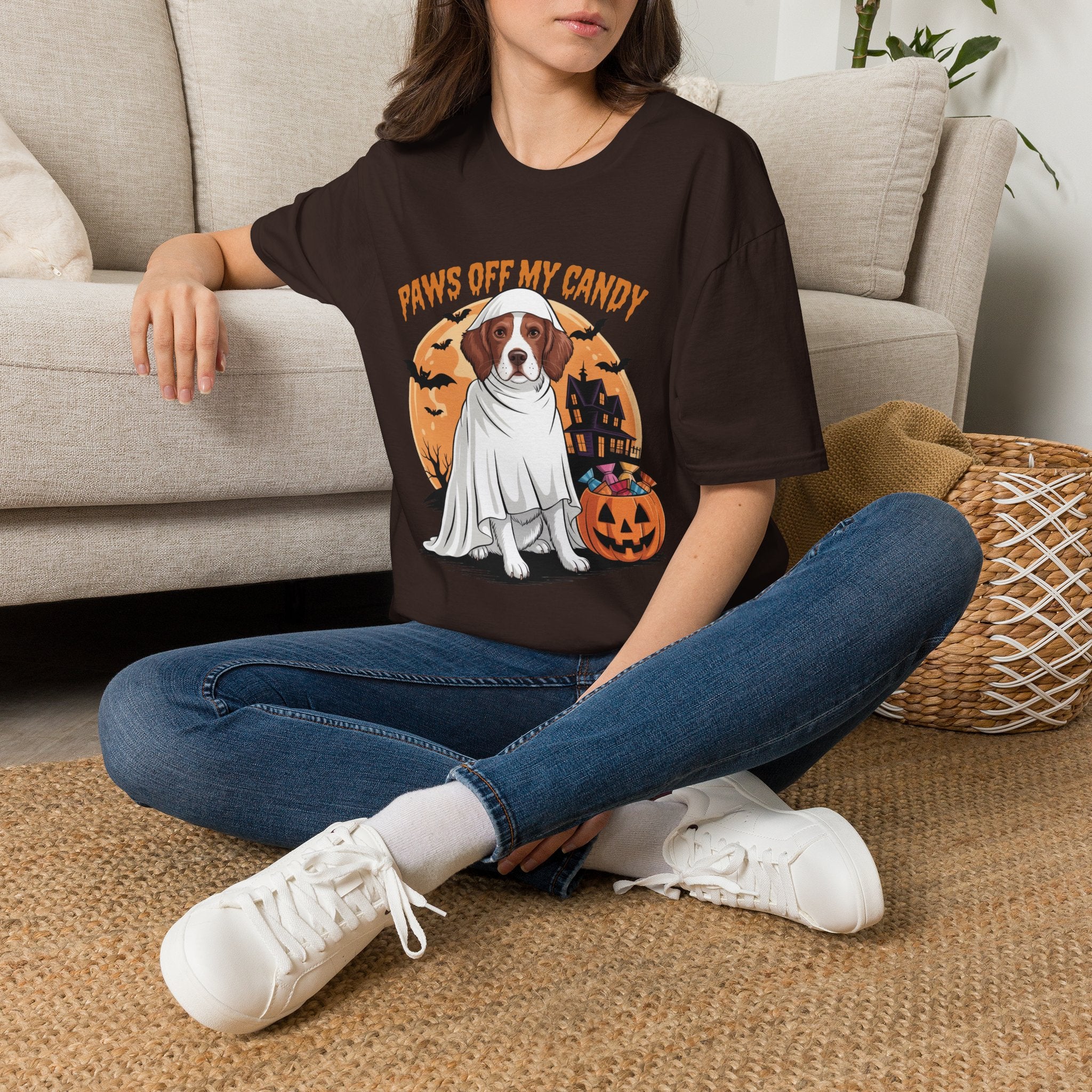 Halloween Dog T‑Shirt — "Paws Off My Candy" Ghost Beagle Costume Tee