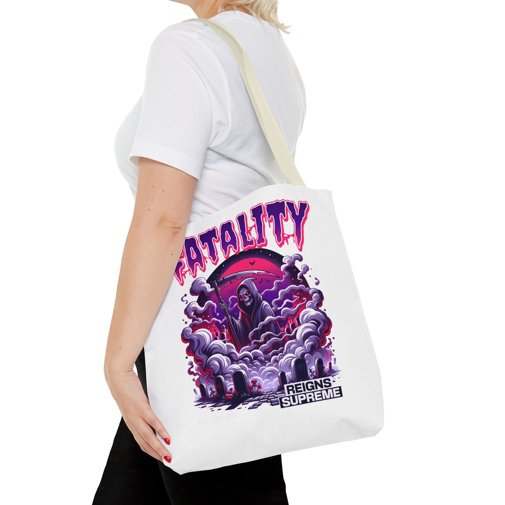Fatality Grim Reaper Tote Bag — Gothic Graphic Tote for Gamers & Horror Fans