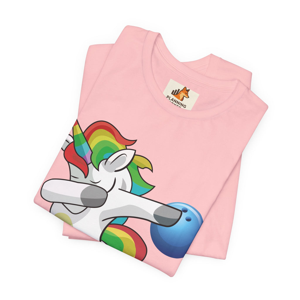 Dabbing Rainbow Unicorn Bowling T‑Shirt