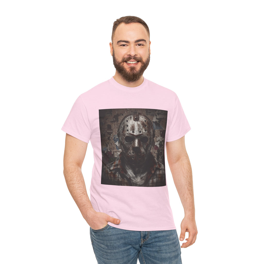 Hockey Mask Horror Tee — Retro Jason-Style Slasher Graphic Shirt