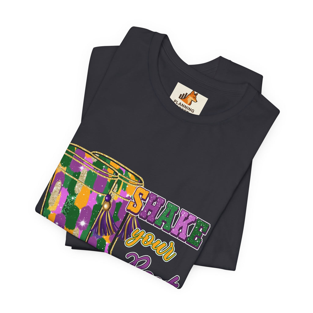 Mardi Gras 'Shake Your Bootie' T‑Shirt — Louisiana Fleur‑de‑Lis Tee