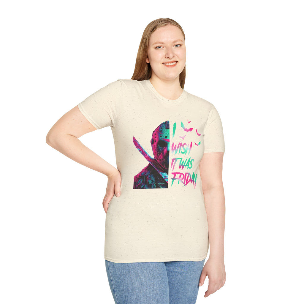 Friday Vibes T-Shirt — Neon Jason "Wish It Was Friday" Graphic Tee