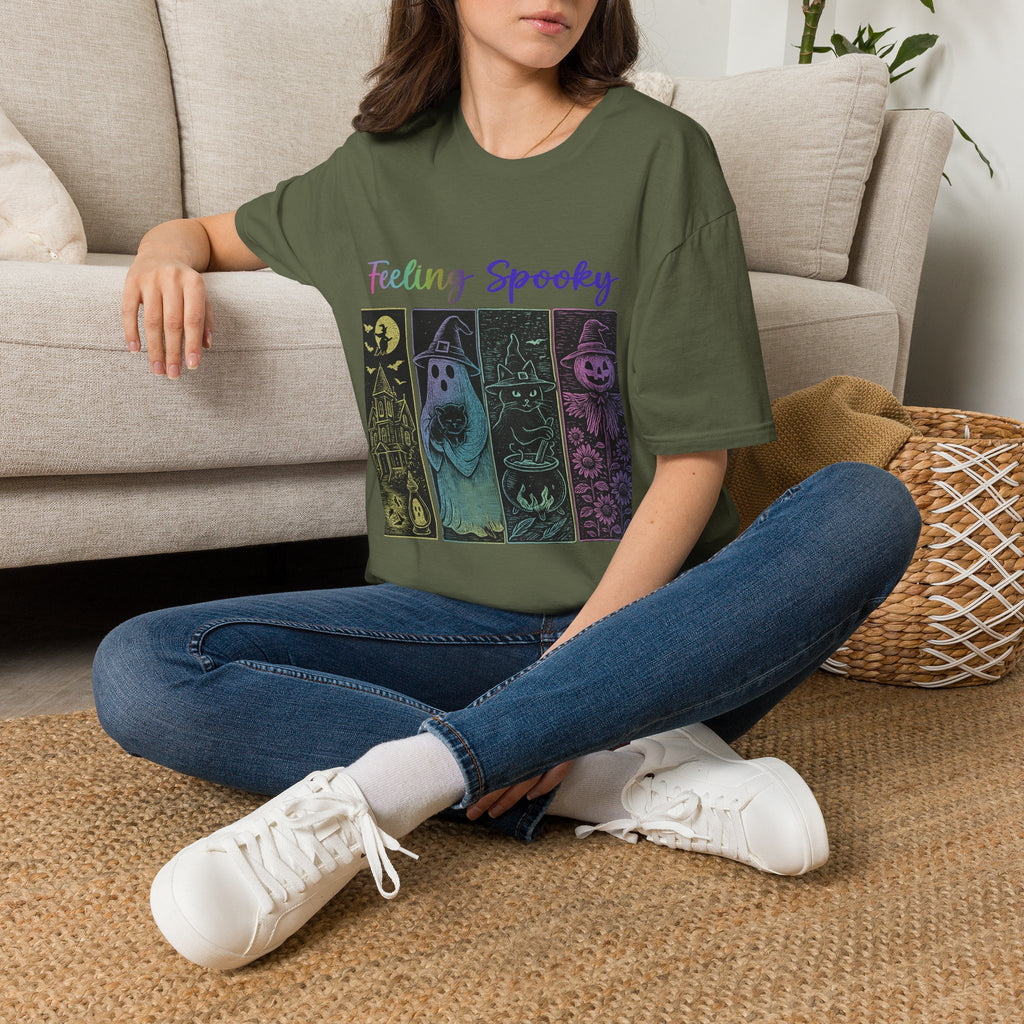 Feeling Spooky Halloween T-Shirt — Cute Ghost & Pumpkin Graphic