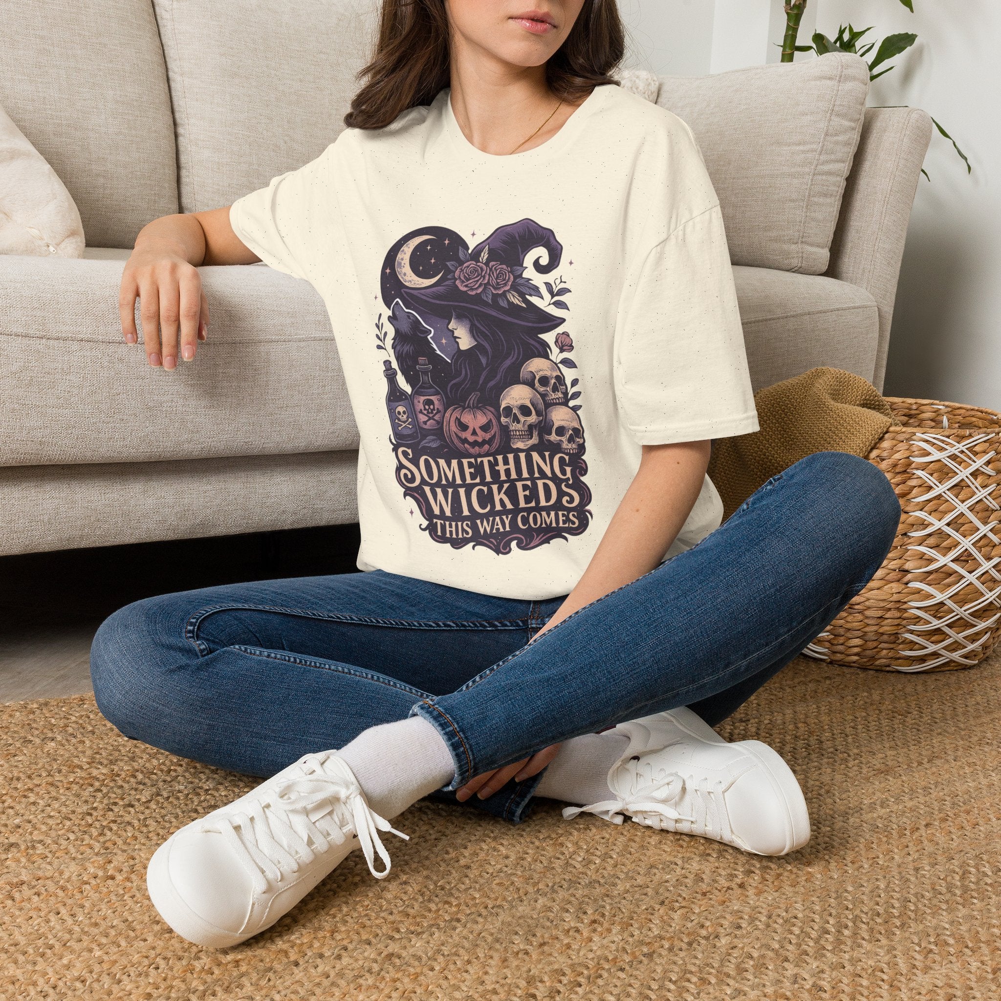 Witchy Moon T‑Shirt — "Something Wicked This Way Comes" Halloween Tee