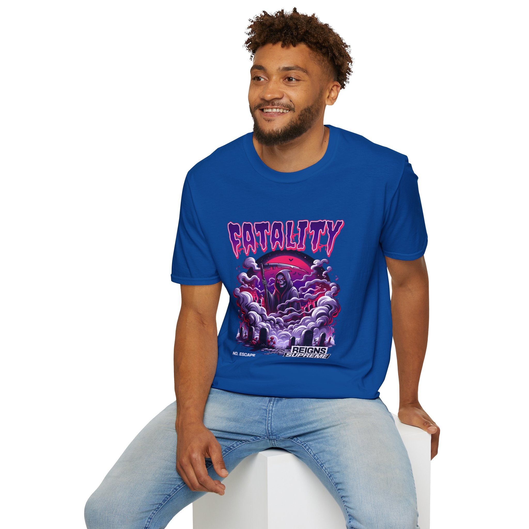 Fatality Graphic Tee — Grim Reaper Arcade Horror T-Shirt