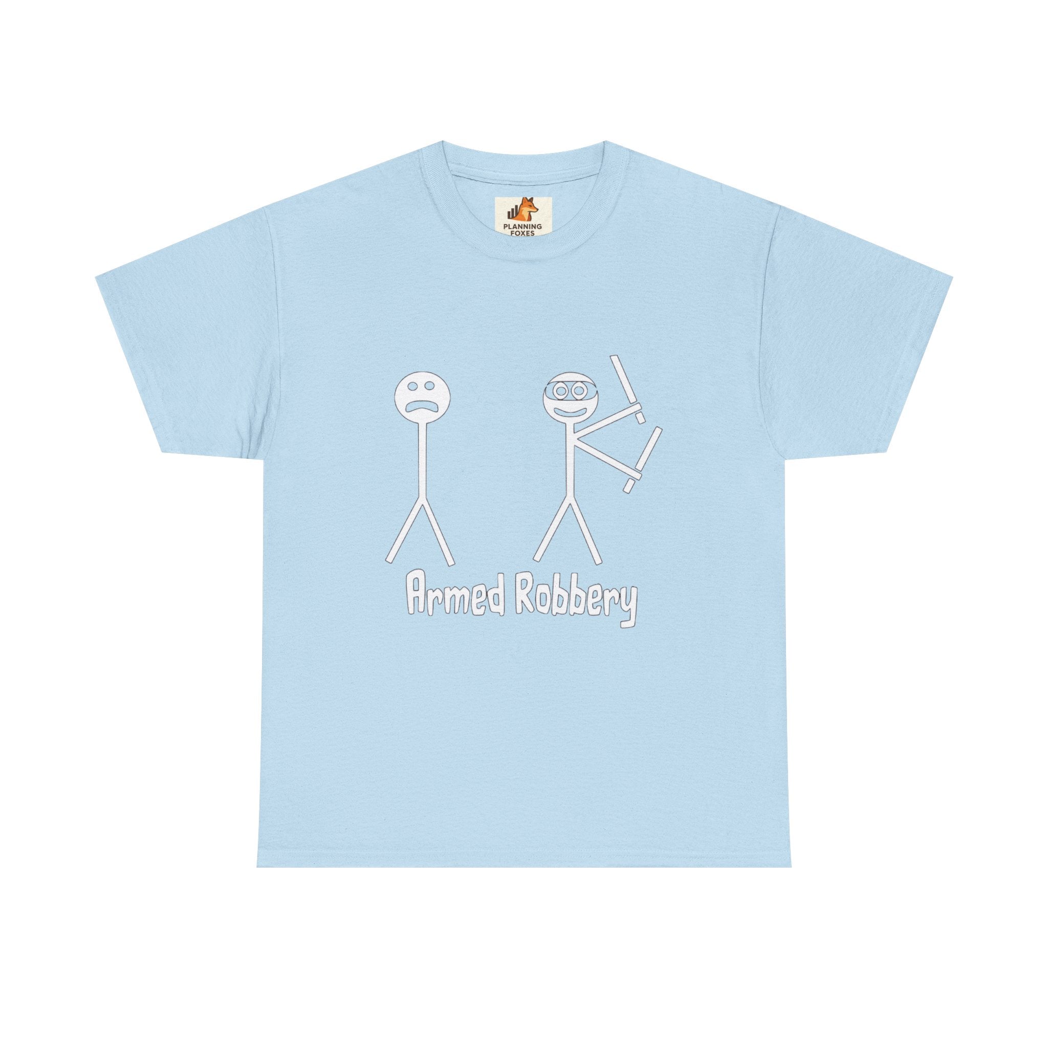 T-Shirt — 'Armed Robbery' Stick Figure Graphic Tee