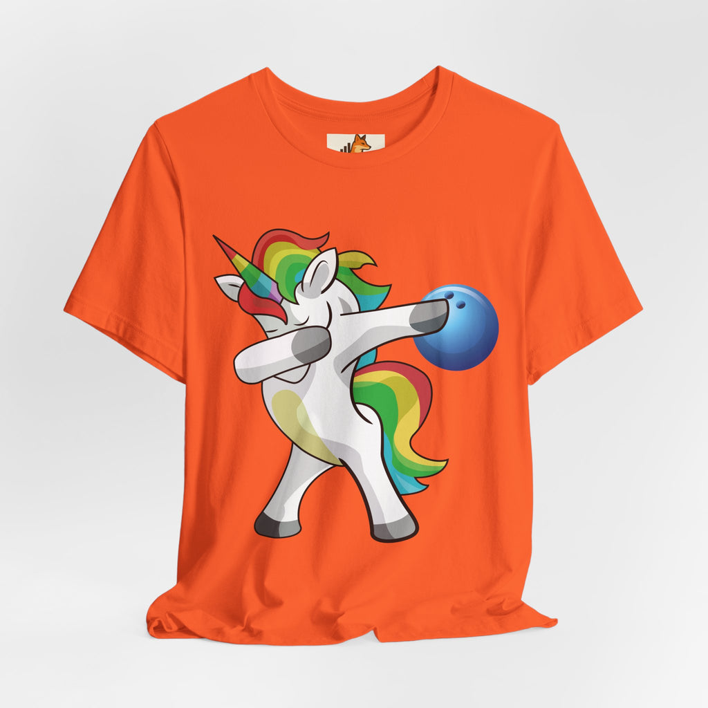 Dabbing Rainbow Unicorn Bowling T‑Shirt