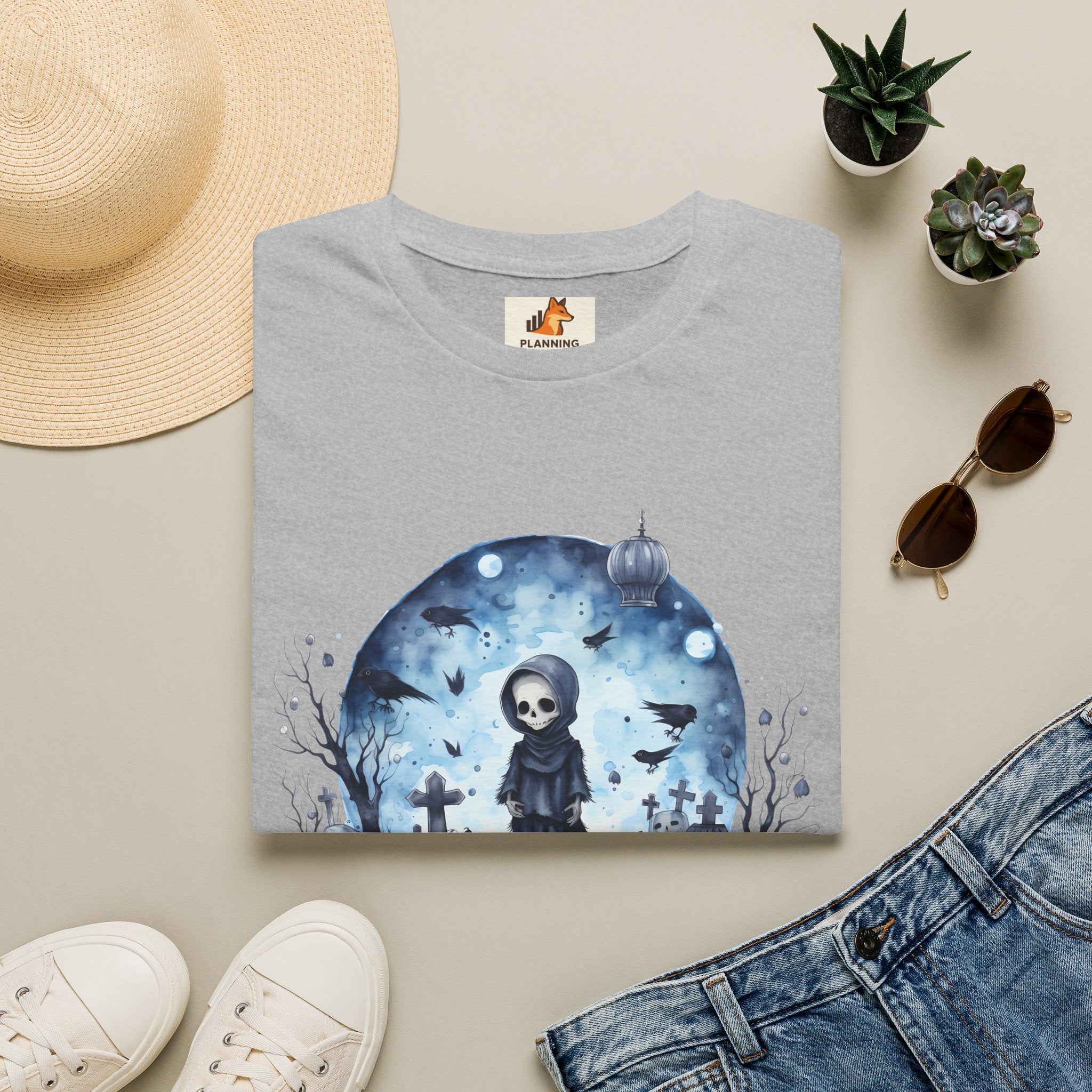 T-Shirt — Gothic Cute Grim Reaper Design (“Ephemeral Spectral Dance”)