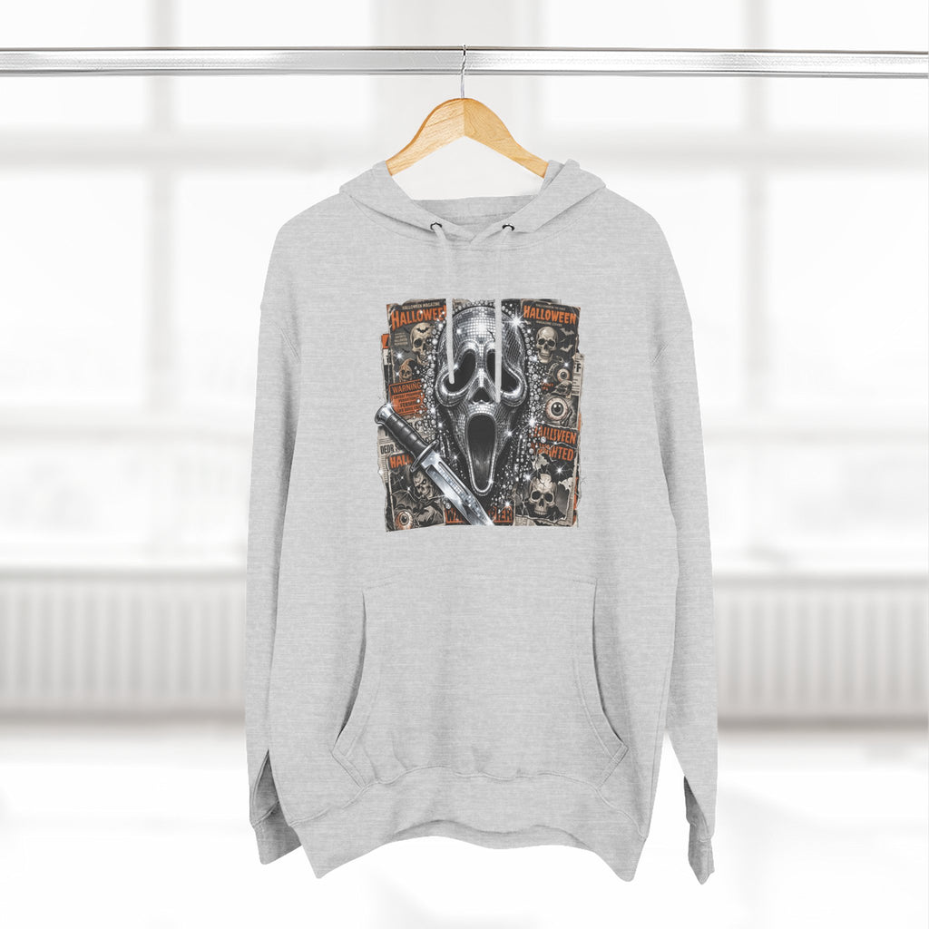 Halloween Horror Nights Hoodie — Haunted Mask & Killer Characters Graphic Pullover