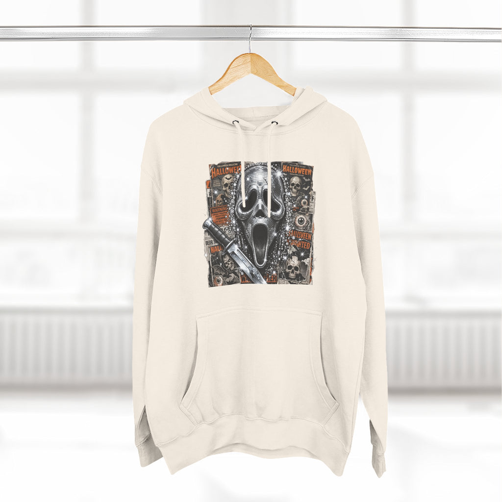 Halloween Horror Nights Hoodie — Haunted Mask & Killer Characters Graphic Pullover