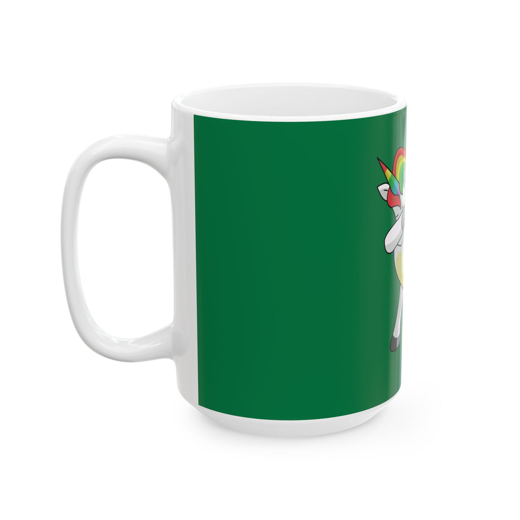 Dabbing Unicorn Bowling Mug — Funny Rainbow Unicorn Ceramic Coffee Cup (11oz/15oz)