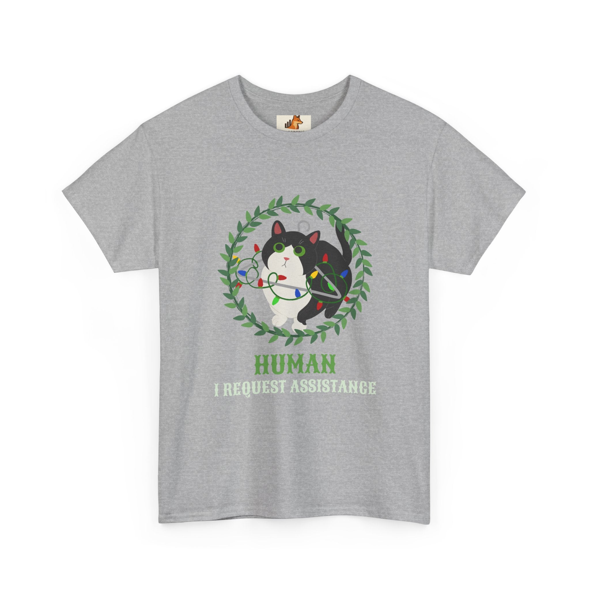 T-Shirt — 'Human, Fur-riendly Assistance' Cute Dog Wreath Graphic Tee