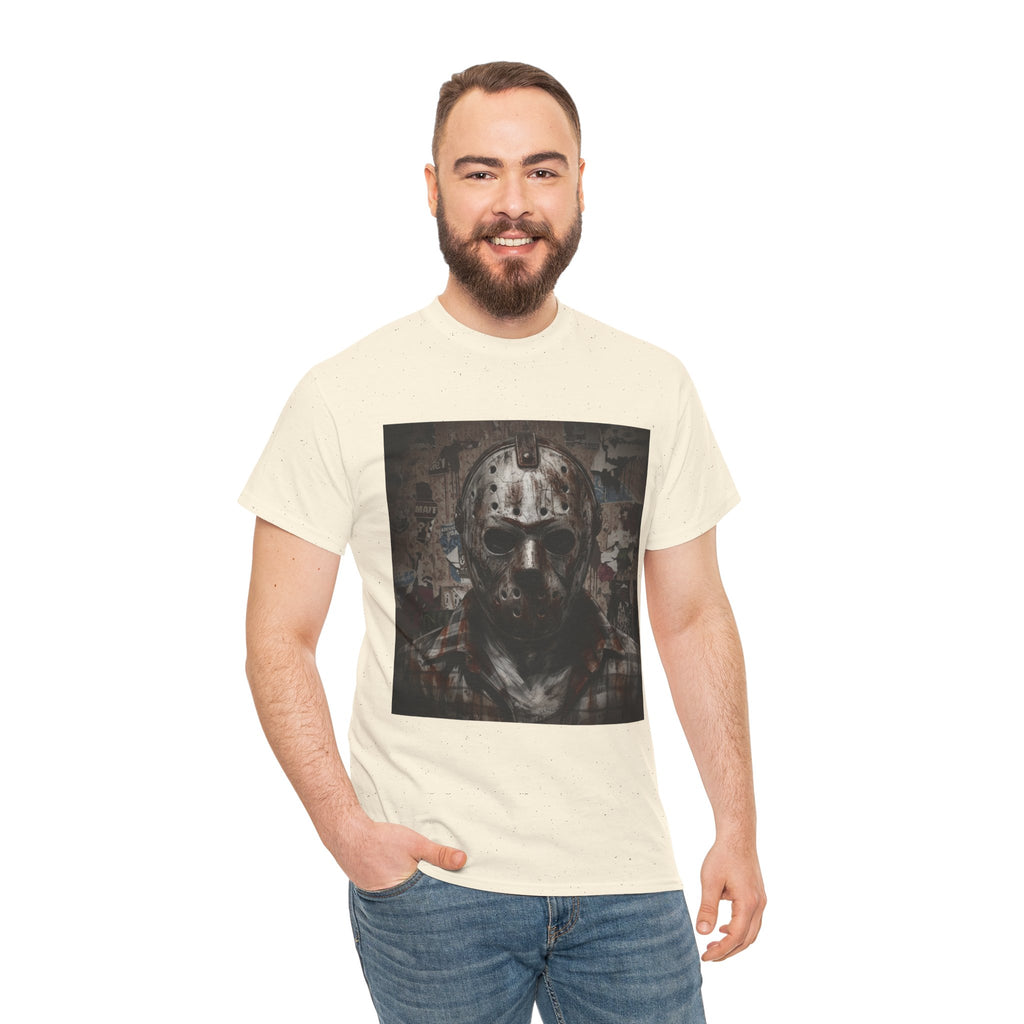 Hockey Mask Horror Tee — Retro Jason-Style Slasher Graphic Shirt