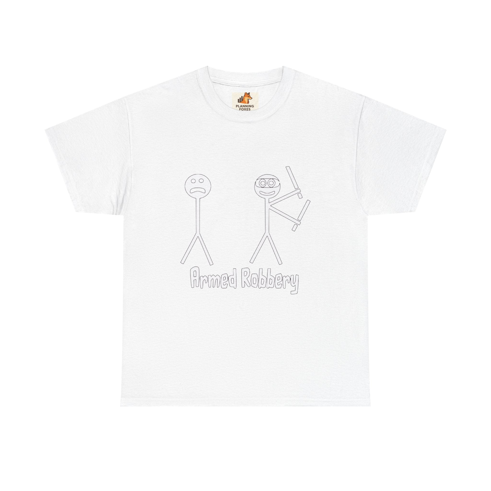T-Shirt — 'Armed Robbery' Stick Figure Graphic Tee