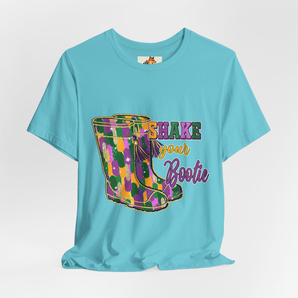Mardi Gras 'Shake Your Bootie' T‑Shirt — Louisiana Fleur‑de‑Lis Tee