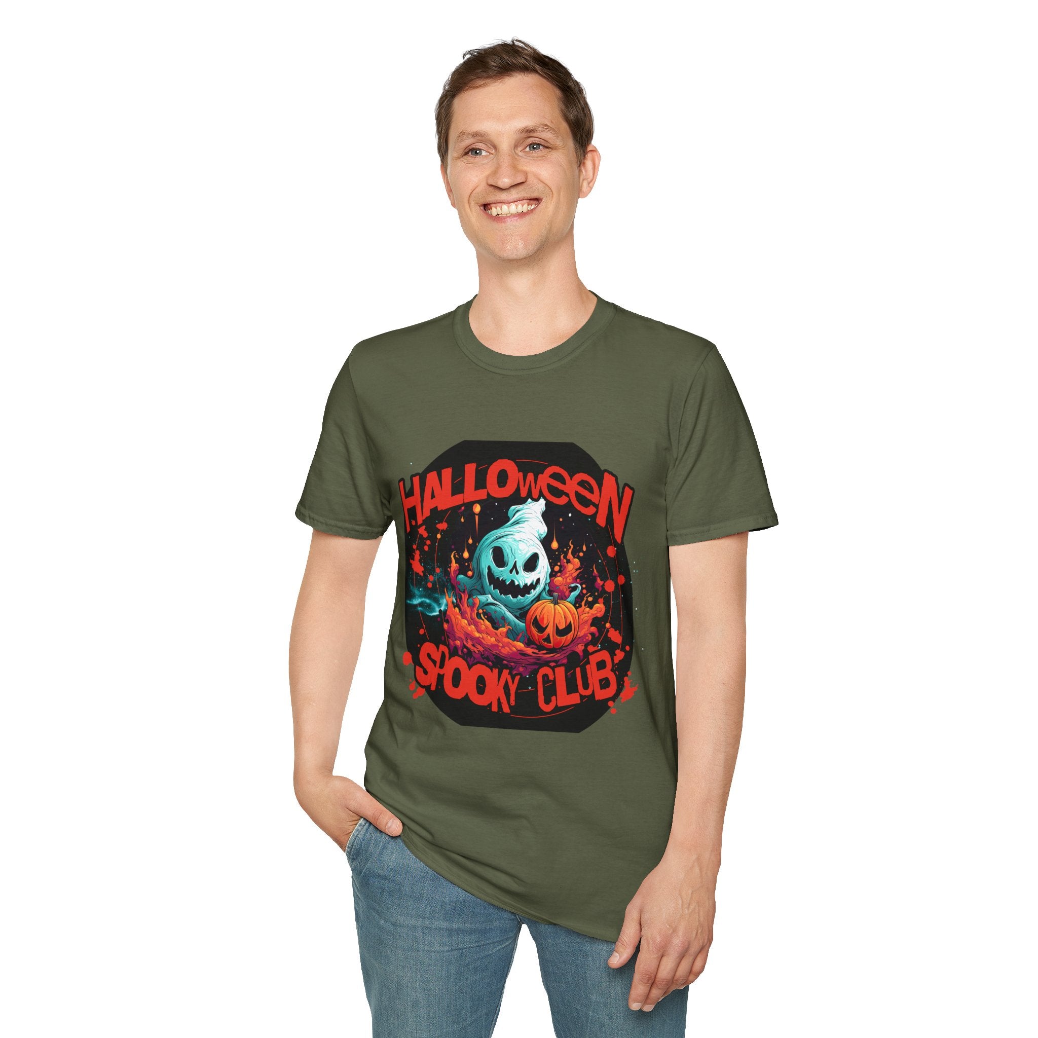 Halloween Spook Club T-Shirt — Haunted Pumpkin Ghost Graphic
