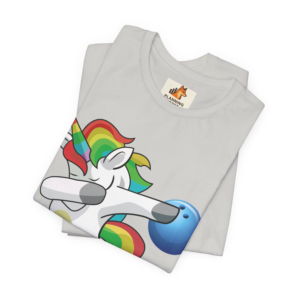 Dabbing Rainbow Unicorn Bowling T‑Shirt