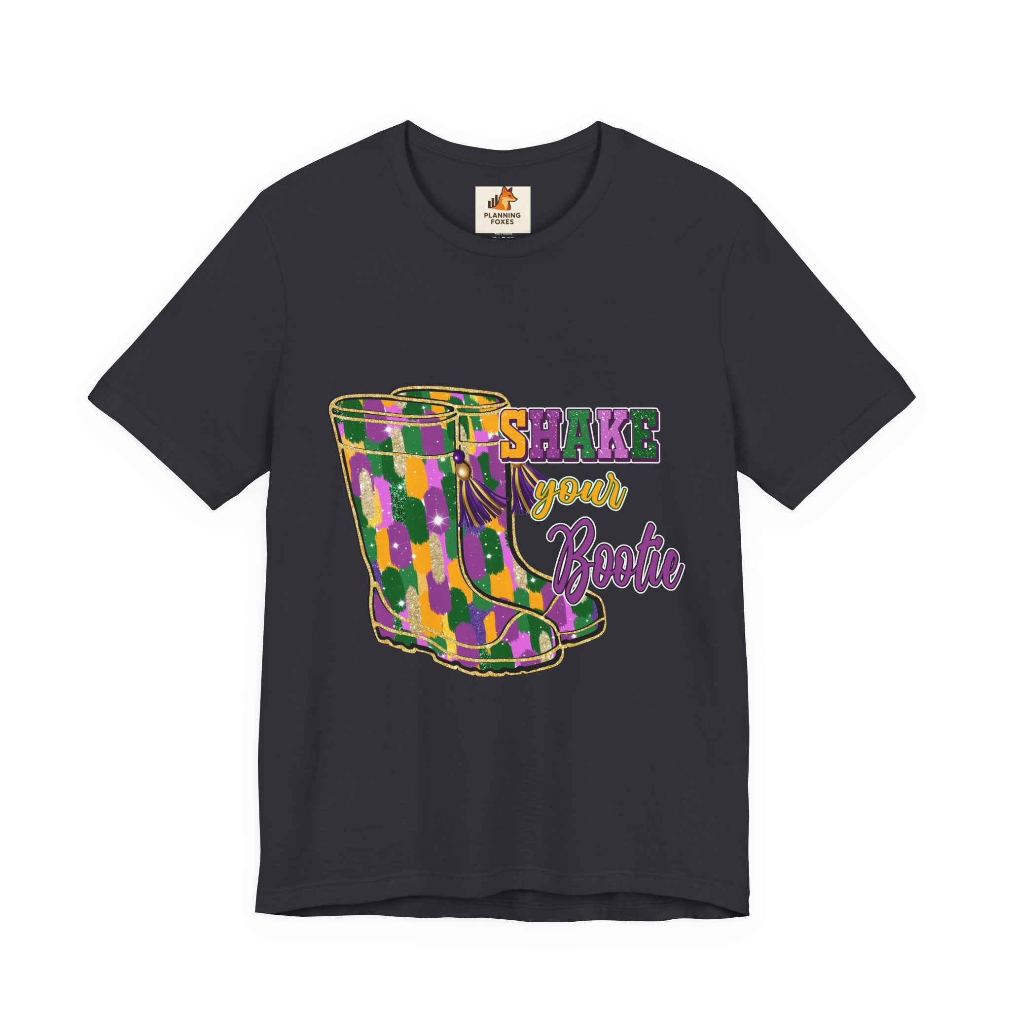 Mardi Gras 'Shake Your Bootie' T‑Shirt — Louisiana Fleur‑de‑Lis Tee