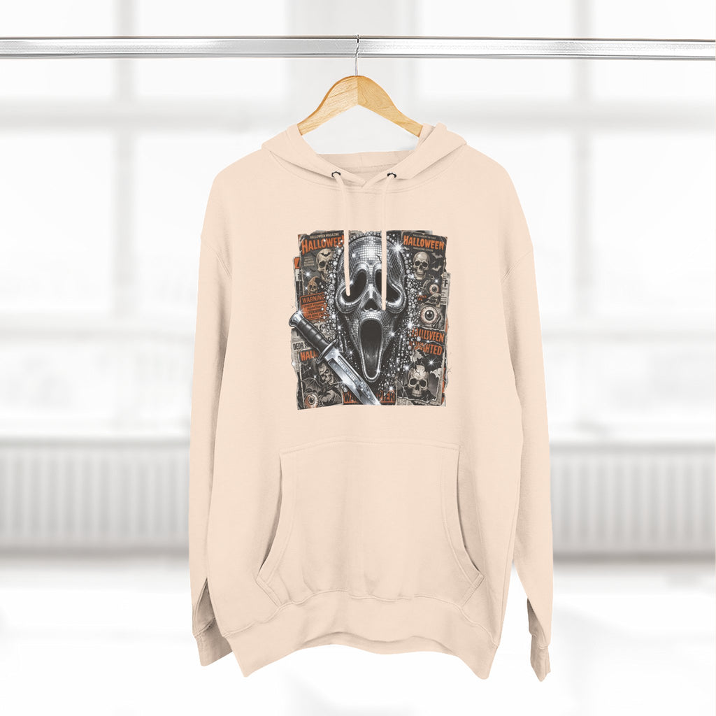 Halloween Horror Nights Hoodie — Haunted Mask & Killer Characters Graphic Pullover