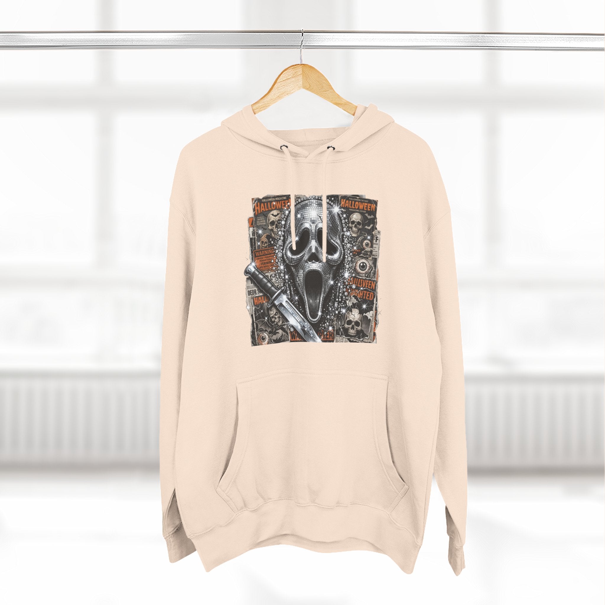 Halloween Horror Nights Hoodie — Haunted Mask & Killer Characters Graphic Pullover