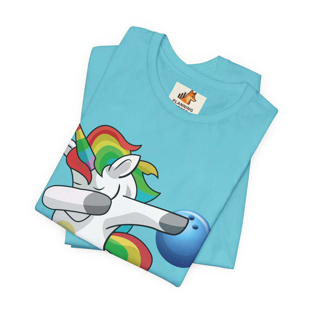 Dabbing Rainbow Unicorn Bowling T‑Shirt