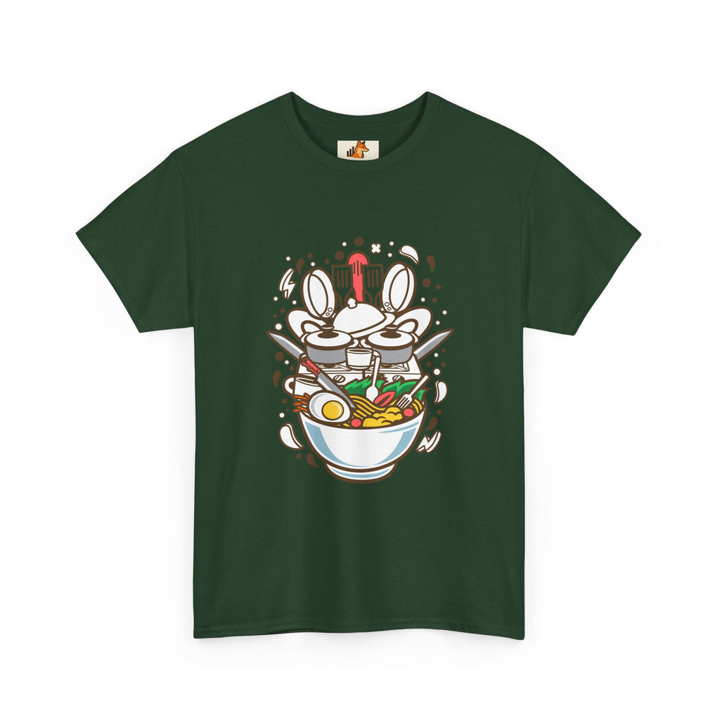 Ramen Bowl Graphic Tee – Cute Cartoon Noodles, Eggs & Chopsticks T-Shirt