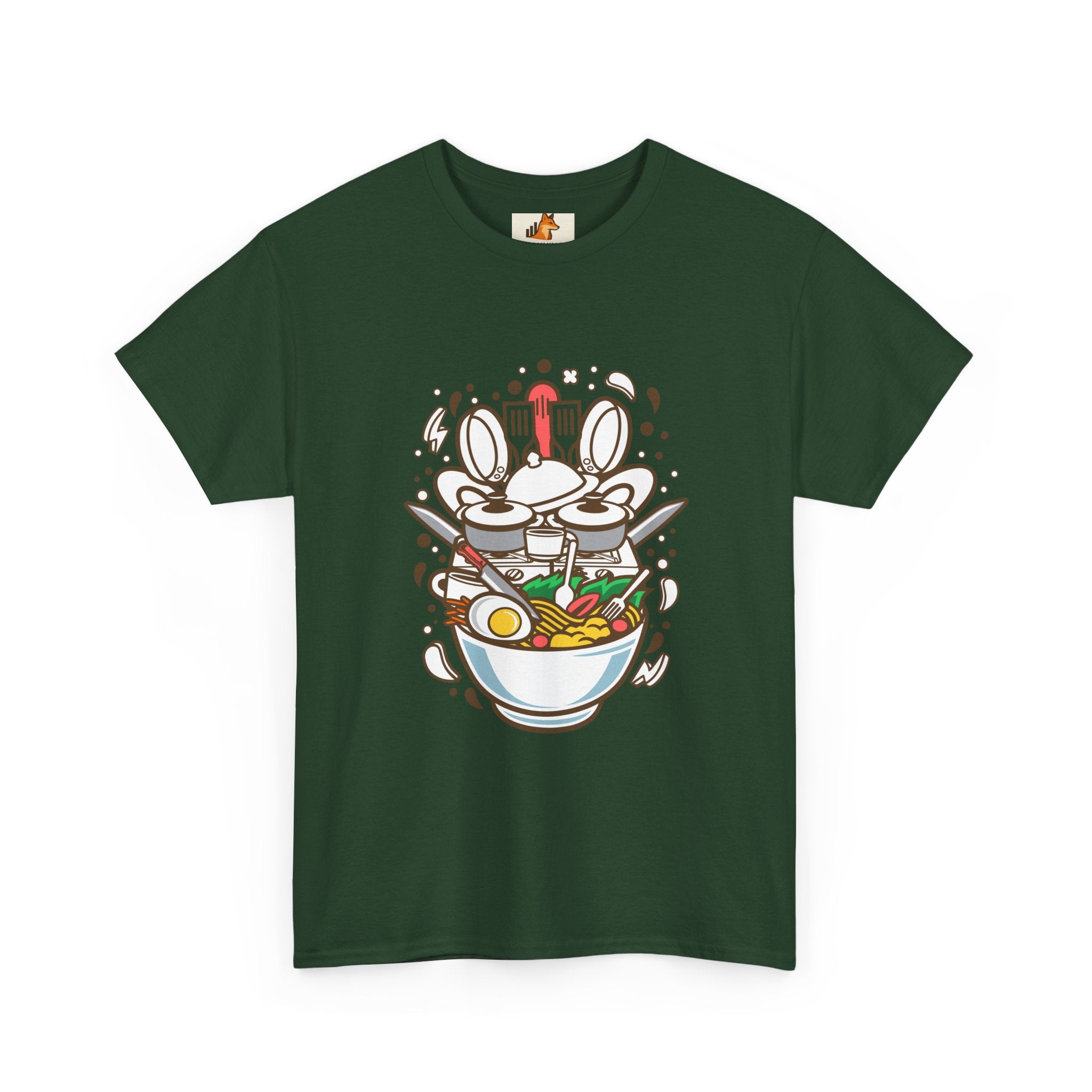 Ramen Bowl Graphic Tee – Cute Cartoon Noodles, Eggs & Chopsticks T-Shirt