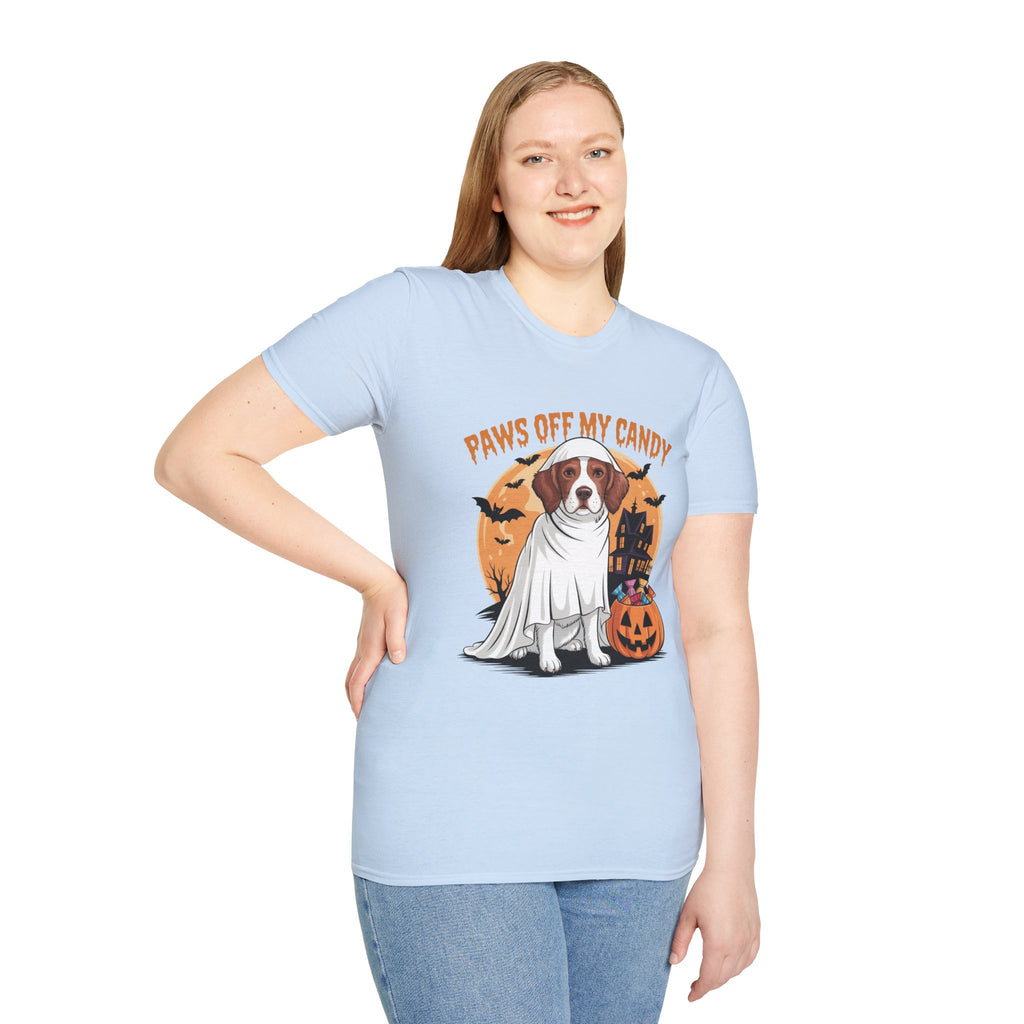 Halloween Dog T‑Shirt — "Paws Off My Candy" Ghost Beagle Costume Tee